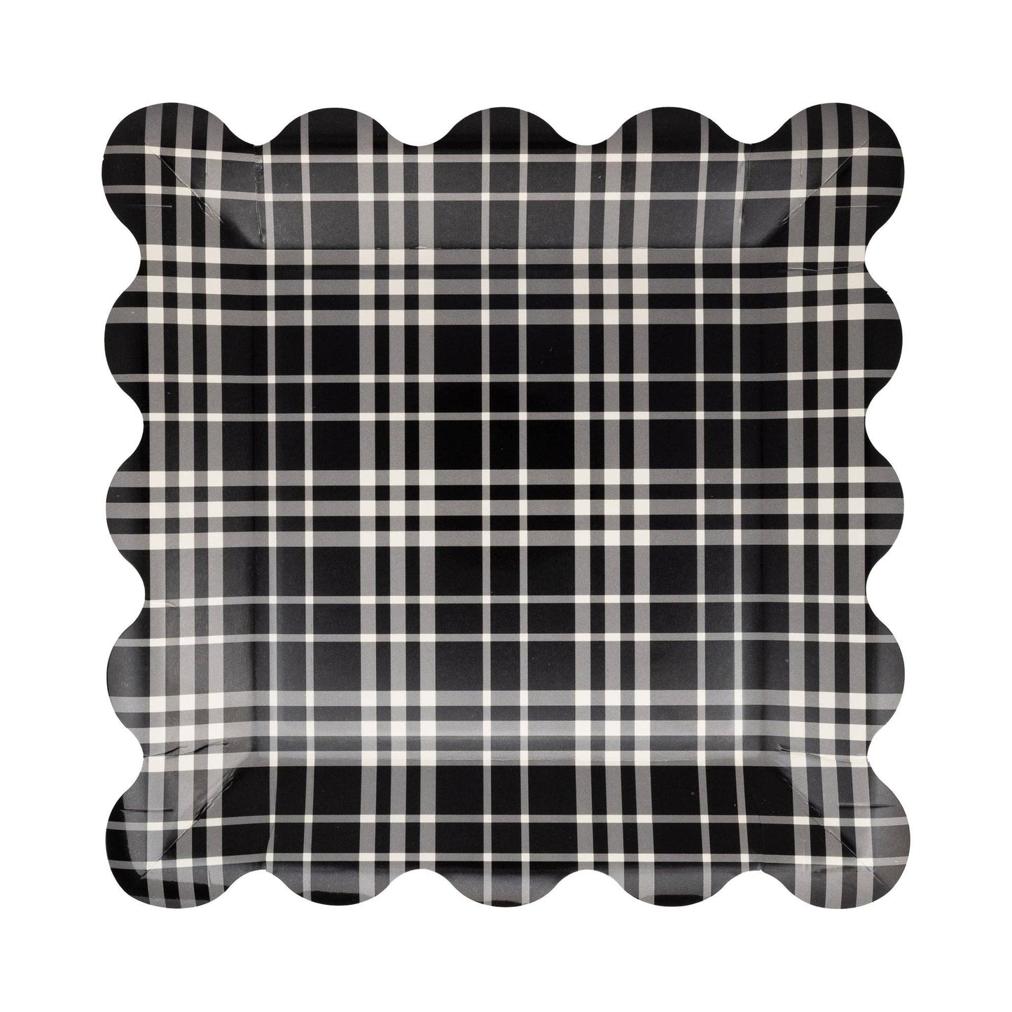 Plaid Scalloped Square Paper Plate