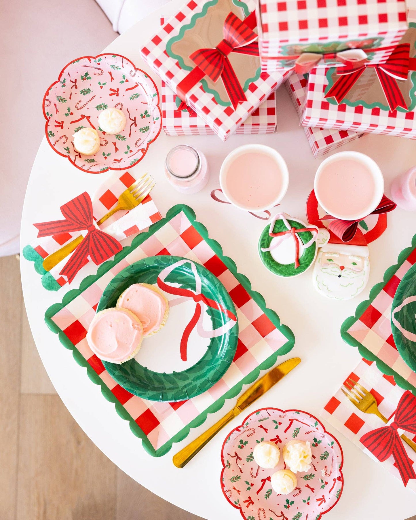 Christmas Plaid Napkin with Bow Paper Ring