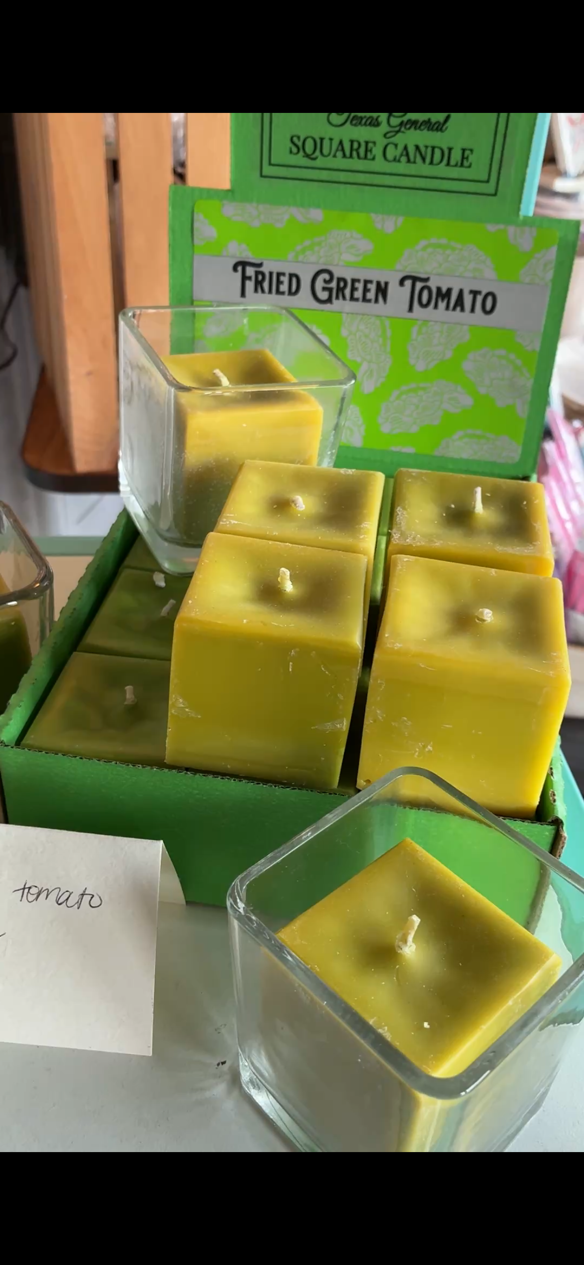 Fried Green Tomato Texas General Square Candle | Melon, Peach and Green Apple Scent