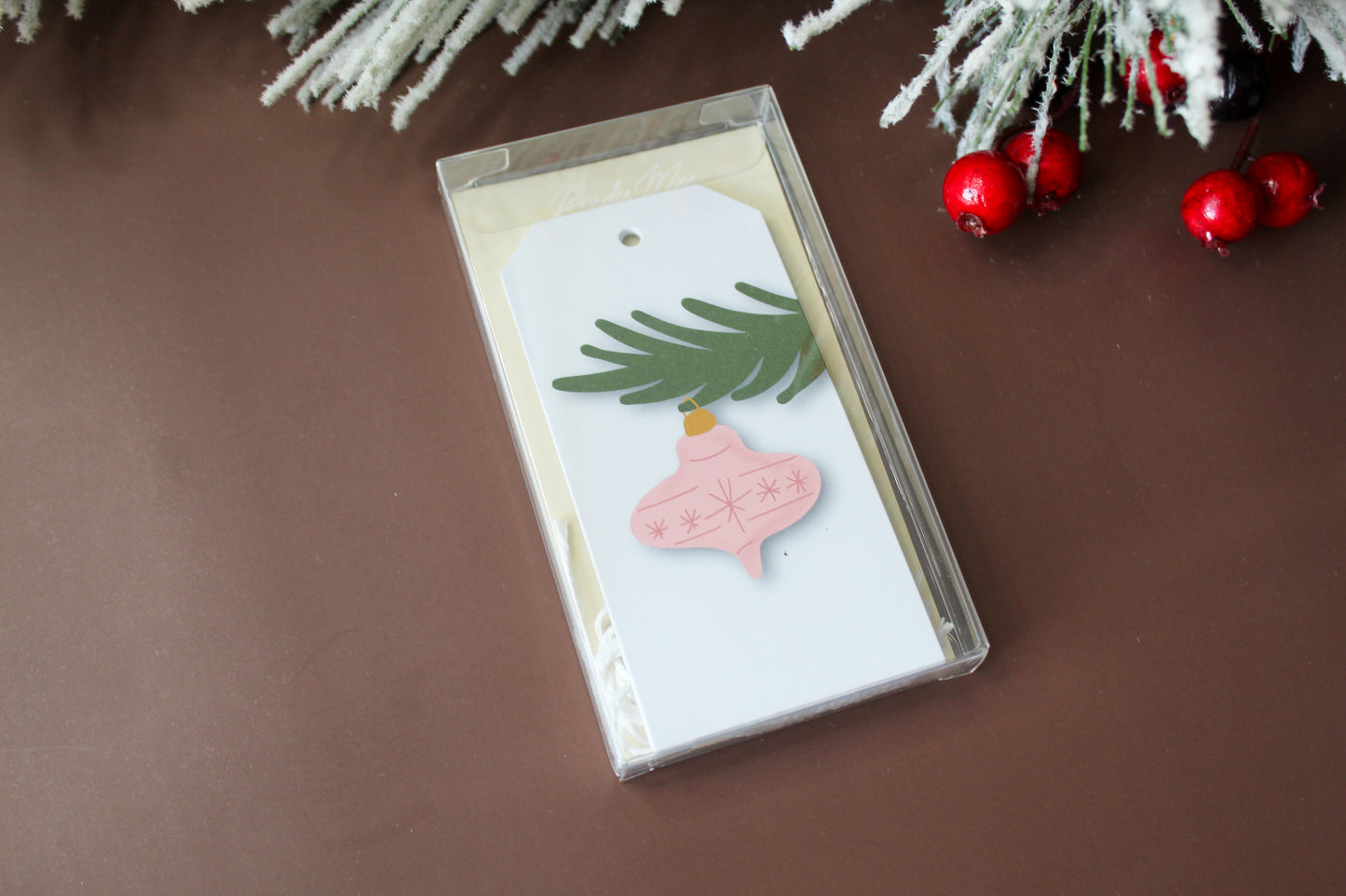 Pink Vintage Christmas Ornament gift tags