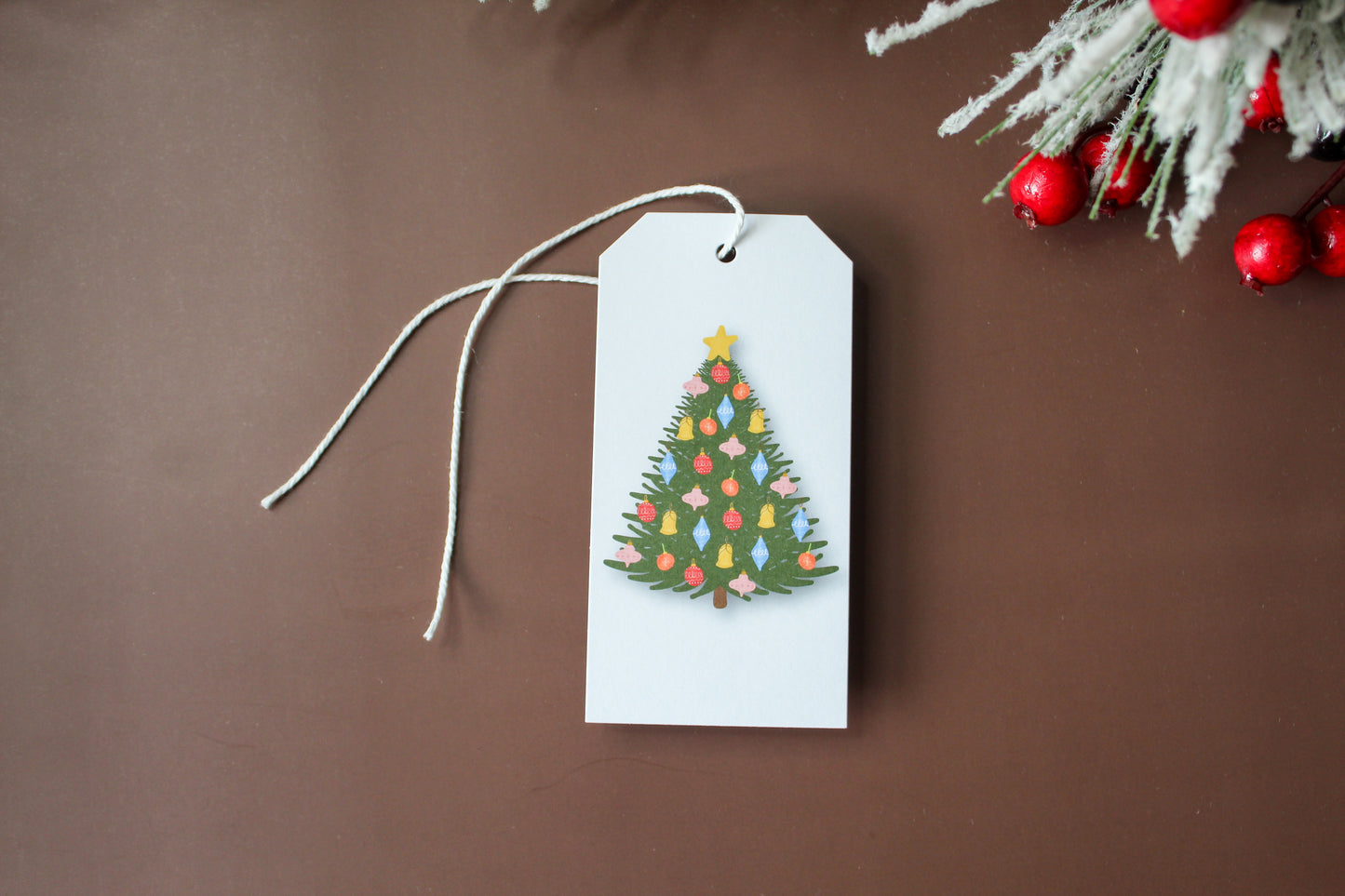 Our Colorful Vintage Ornament Christmas Tree gift tags add a festive touch to your holiday presents. These cute tags come in sets of eight and include pre-cut string.