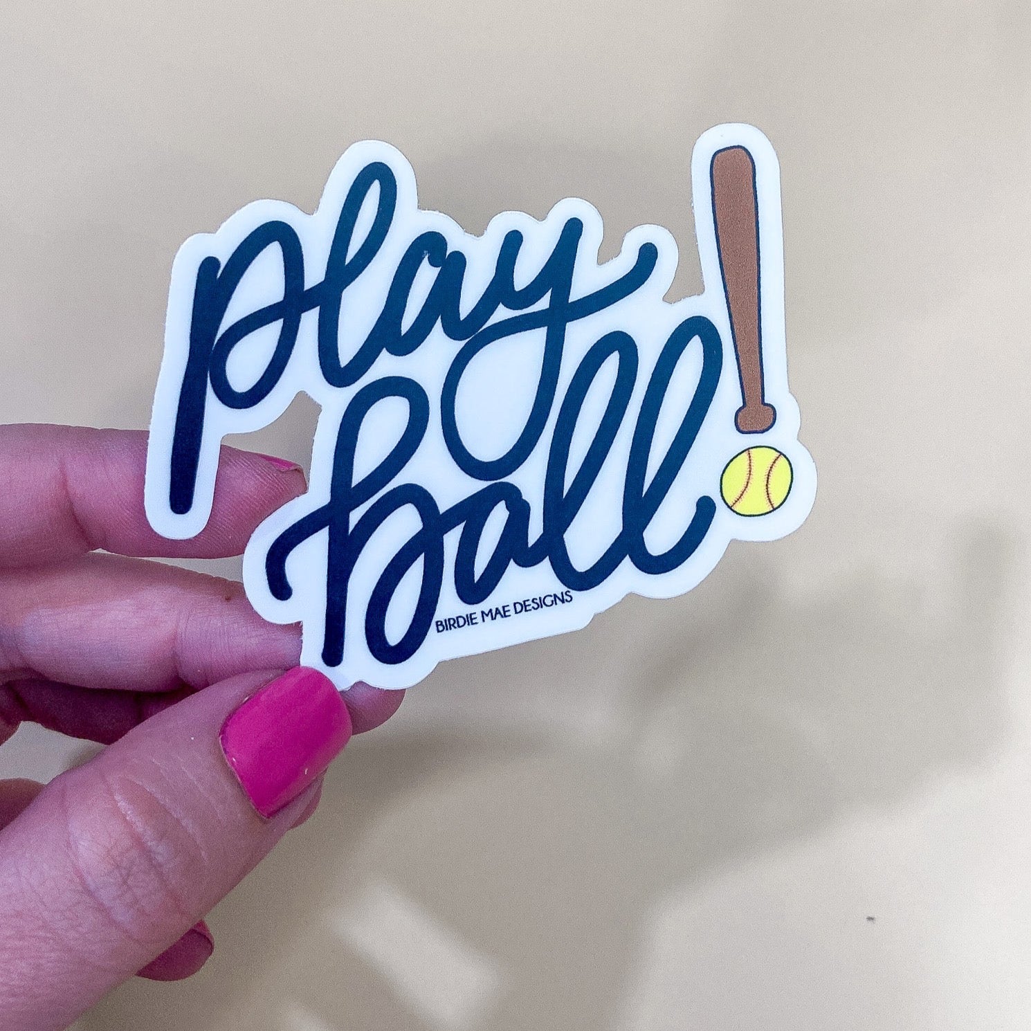 Softball 'Play Ball' Sticker, tumbler stickers
