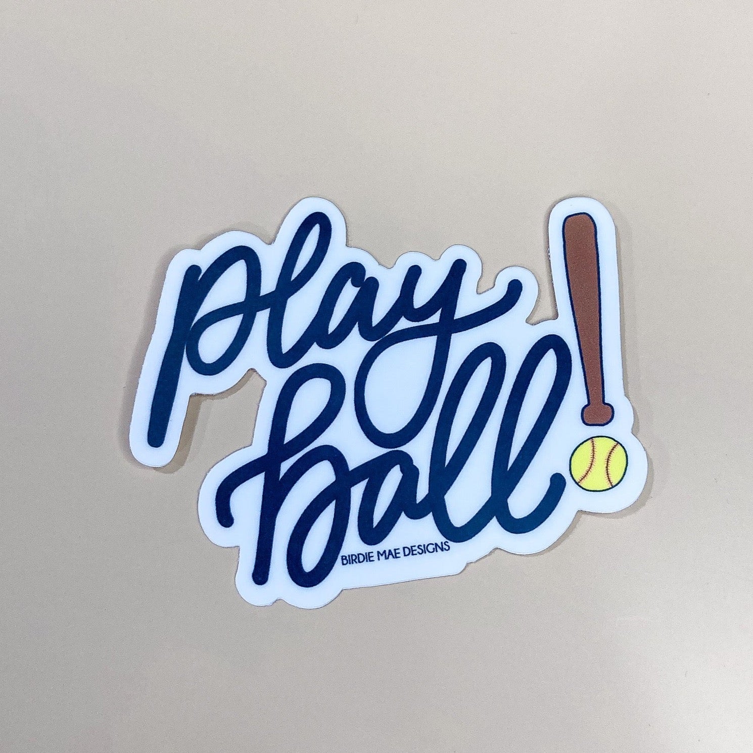 Softball 'Play Ball' Sticker, tumbler stickers