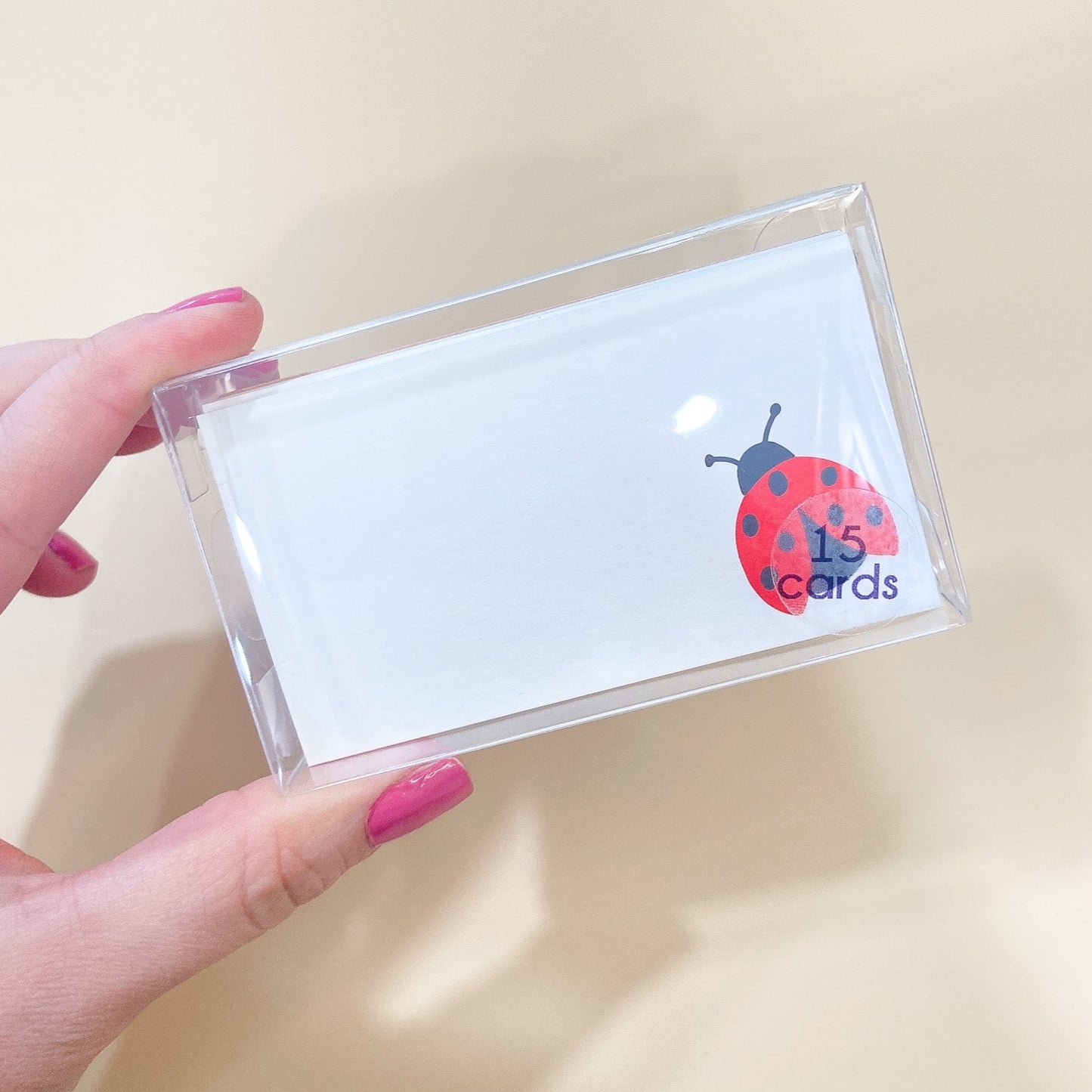 This collection features charming cards measuring 3.5"x2". They are the perfect size to slip into a lunchbox, attach to a gift, or tuck into the pocket of a loved one. The Lady Bug Bitty Note is a simple and sweet addition to any bitty message. 