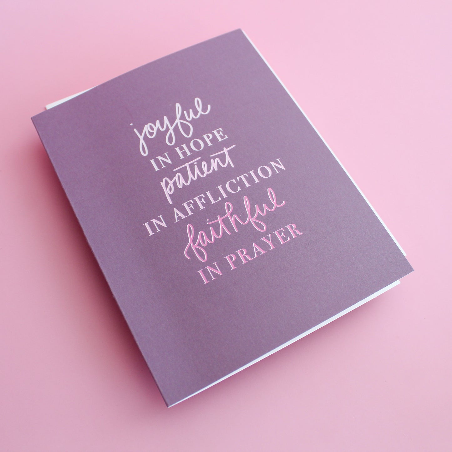 Joyful in Hope, Patient in Affliction, Faithful in Prayer Greeting Card | Life Motto Collection, christian greeting card, bible verse greeting card, inspirational greeting card, easter, baptism, confirmation, religious greeting card, life motto greeting card, motivational greeting card