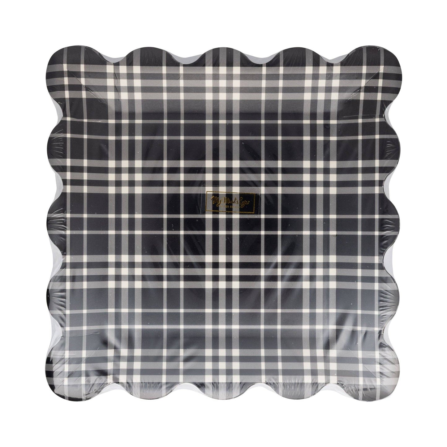 Plaid Scalloped Square Paper Plate