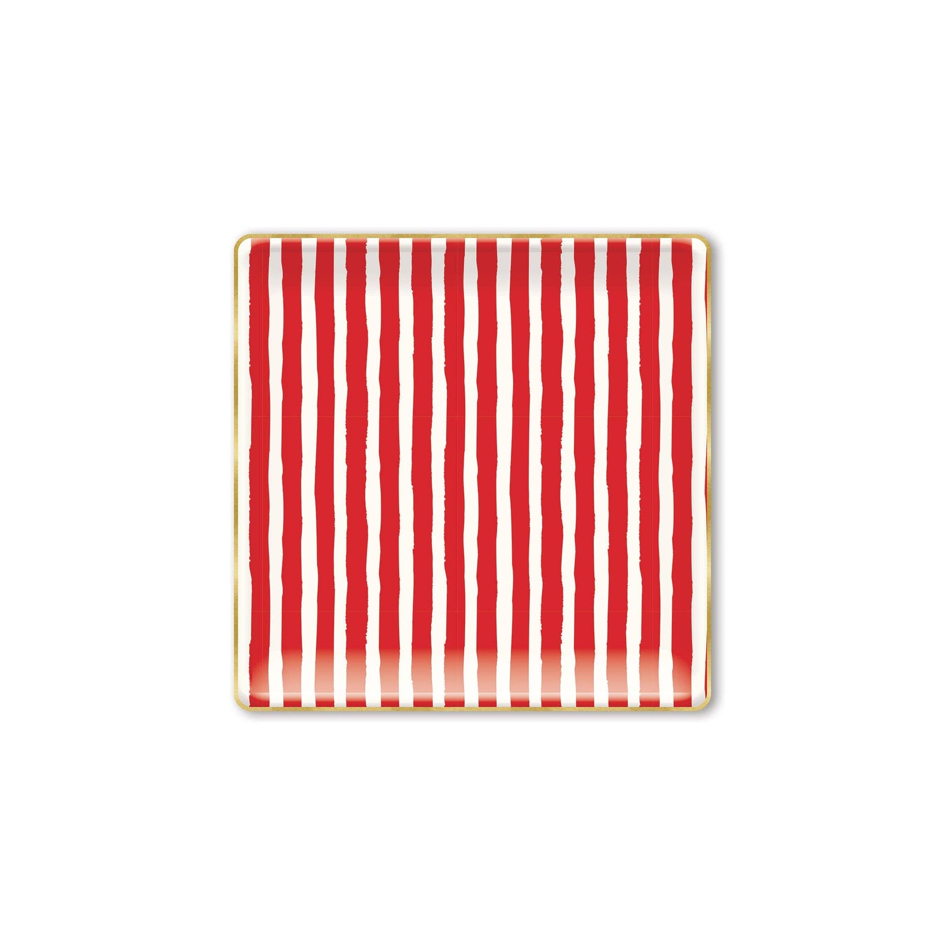 Holly jolly stripes makes these 8 inch party plates perfect to add holiday spirit to the table at your Christmas party