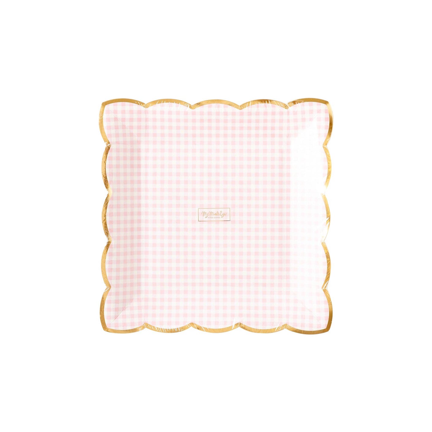 Scalloped Pink Gingham Plate