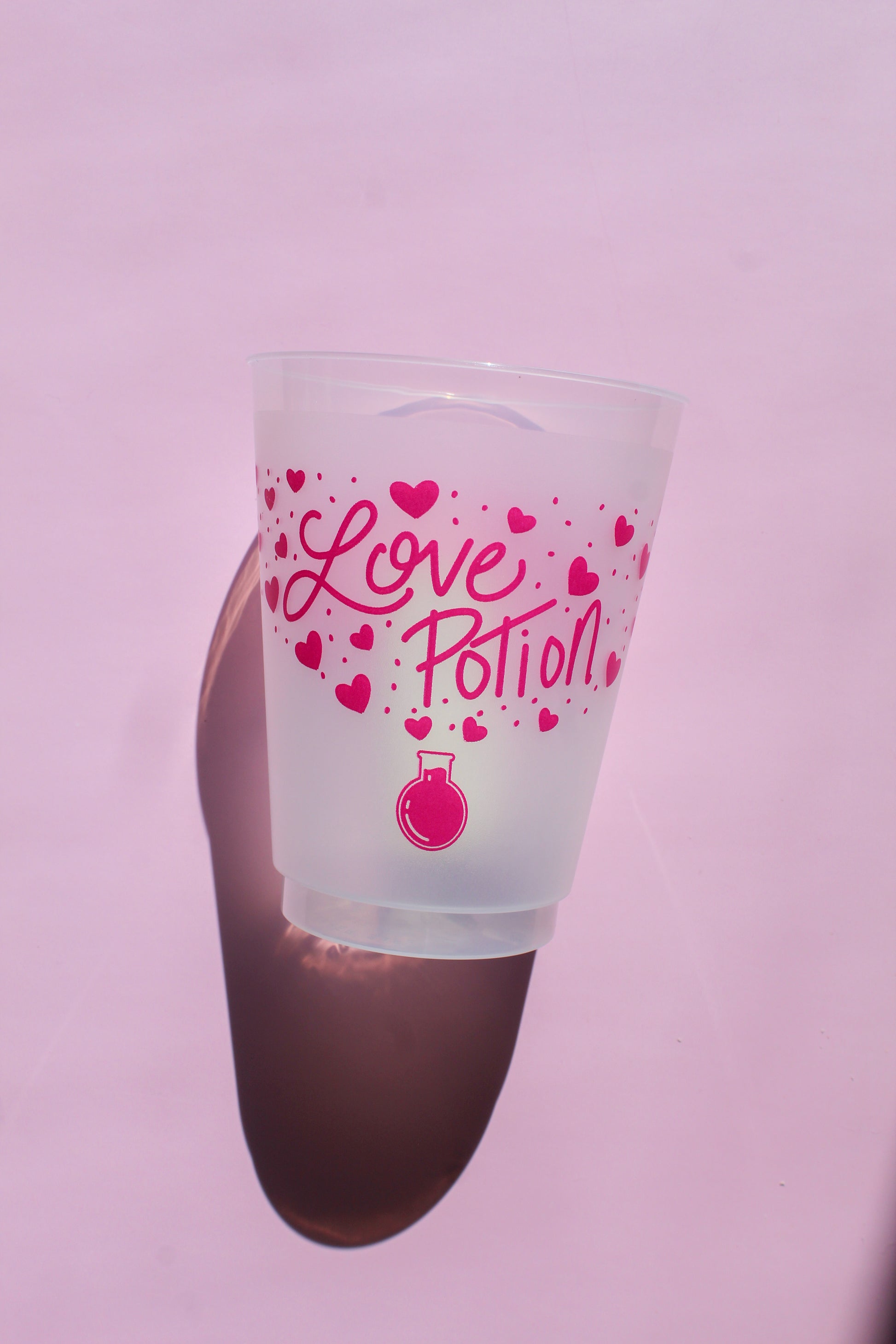 Love Potion Valentines party cups, dishwasher safe reusable cups