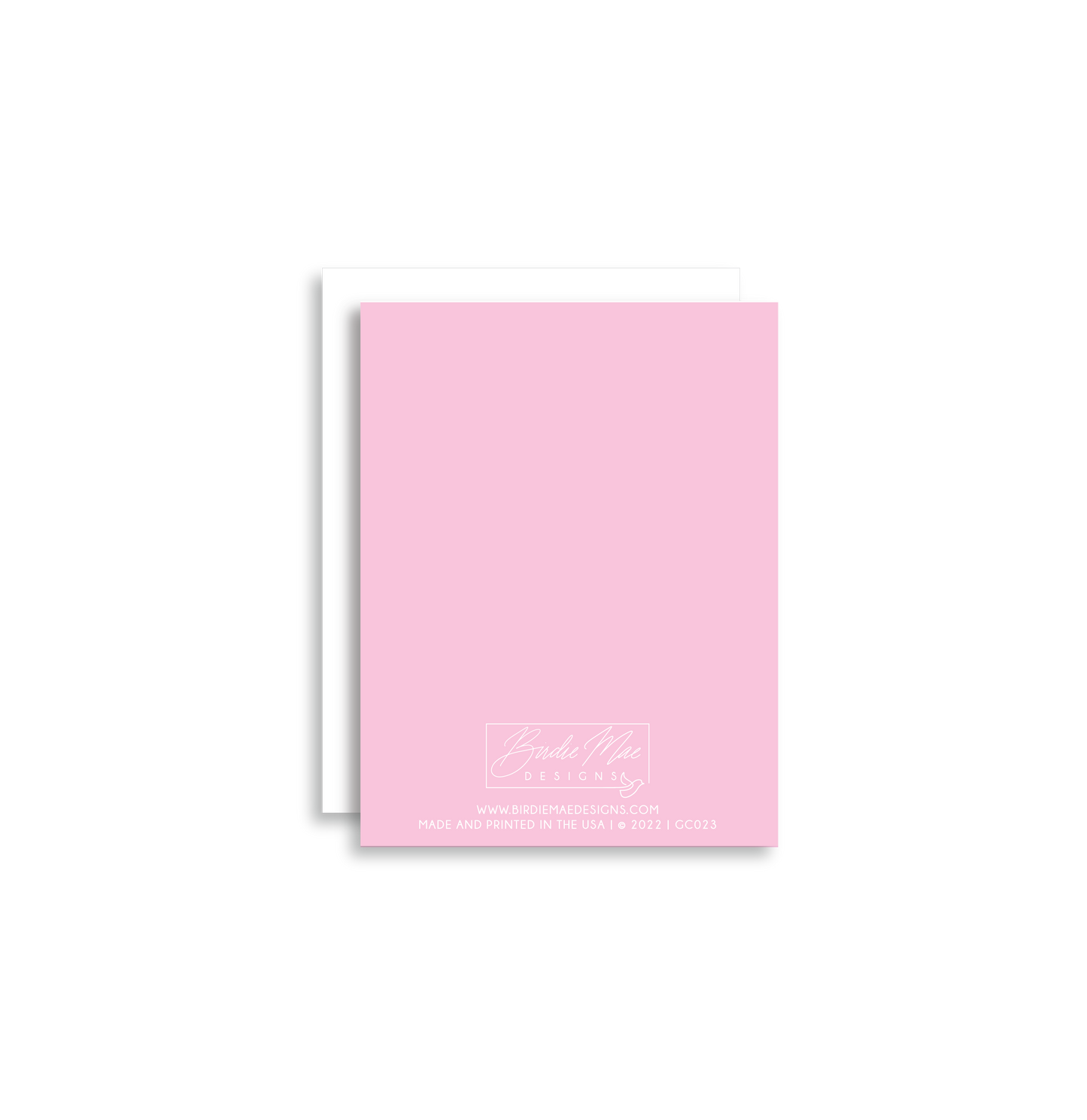 Birthday wishes are pretty in pink! Each card is folded to 4.25" tall by 5.5" wide, is blank inside and comes with a matching white envelope. Cards are packaged in cellophane sleeves.
