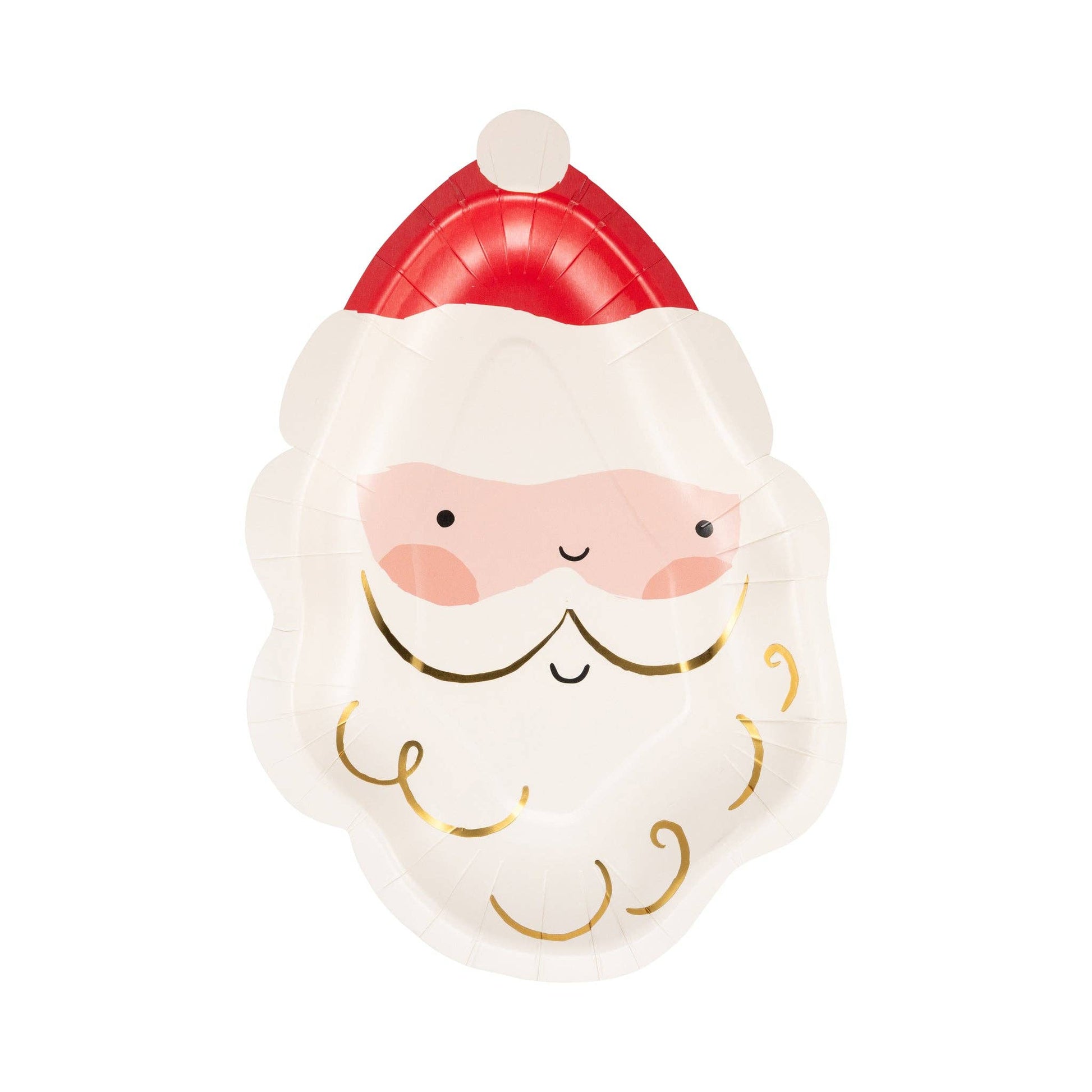 cute Santa Claus paper plate with a red hat on a white background