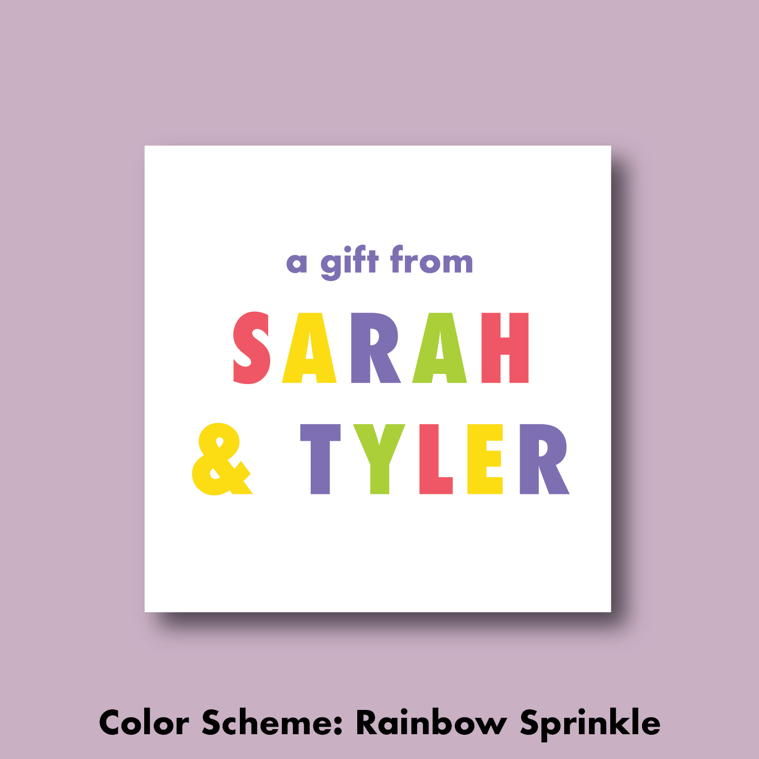 a gift from custom gift tag, girls custom gift tag, girl gift tag, custom gift tags for girls, bachelorette party gift tags, bridesmaid gift tags, rainbow gift tags, colorful custom boys gift tags, pink purple custom girls gift tags, bright colorful custom boys gift tags, gift tags for kids, gift tags for wedding favor
