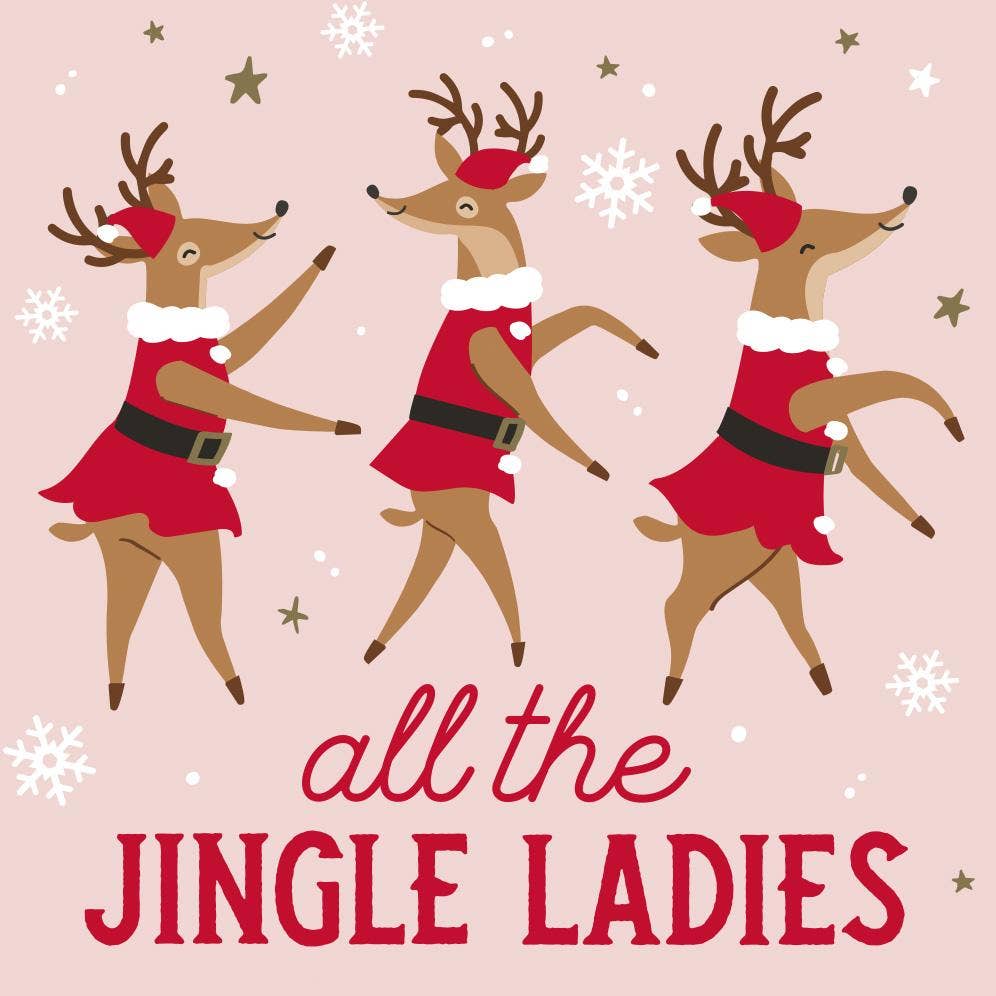 'Tis the season to get your jingle on! Spice up your holiday gatherings with these hilarious "All the Jingle Ladies" cocktail napkins featuring dancing reindeer. They're guaranteed to be a hit with all the jingle ladies (and gents)!