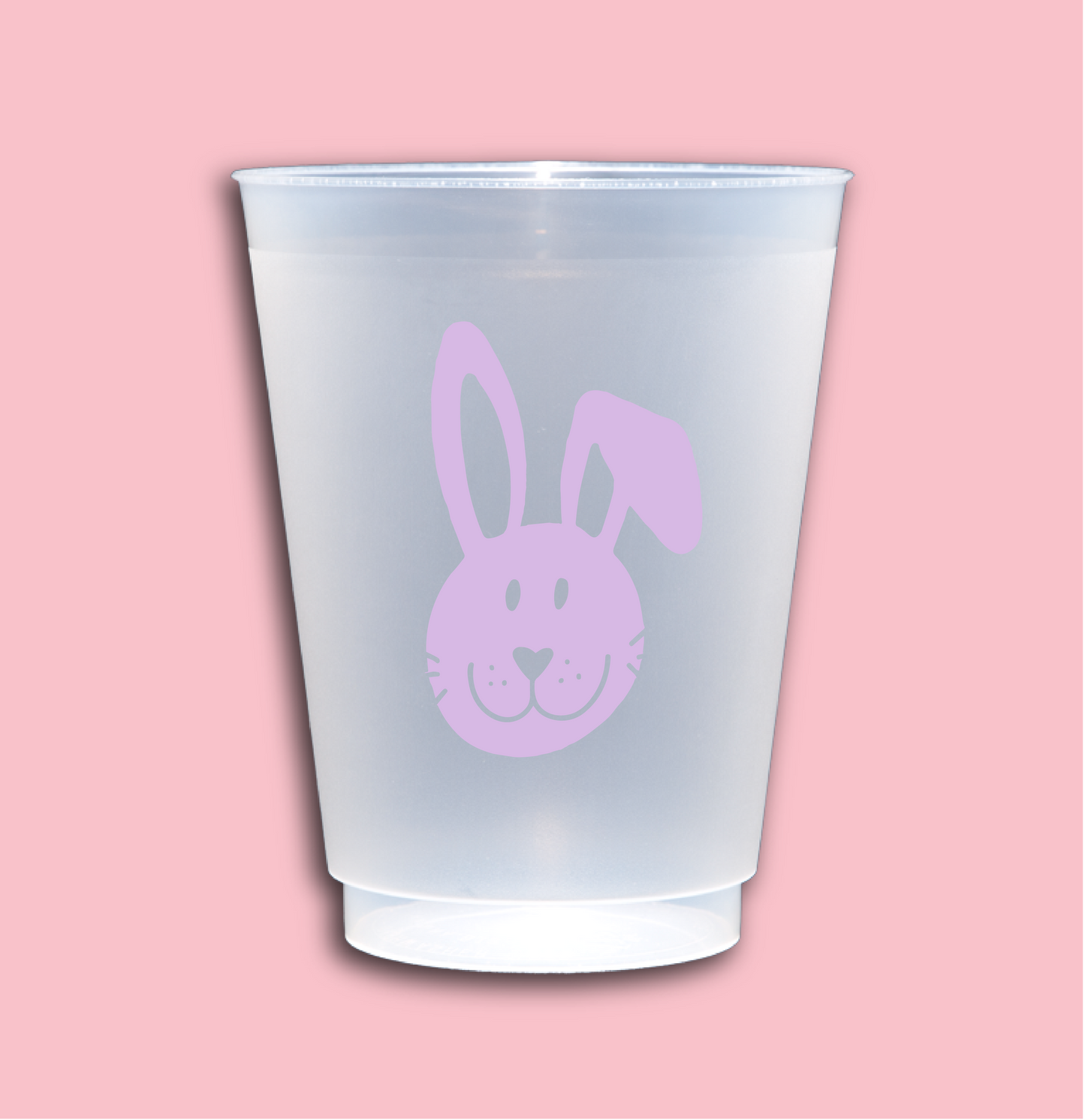 Make your Easter celebrations extra special with our charming "Hoppy Easter" Party Cups! These frosted shatterproof cups feature a delightful "Hoppy Easter" design on one side and an adorable floppy-eared bunny on the other, both printed in a soft lilac purple ink. Perfect for Easter egg hunts, brunches, or springtime gatherings, these cups add a festive and cheerful touch to any occasion.