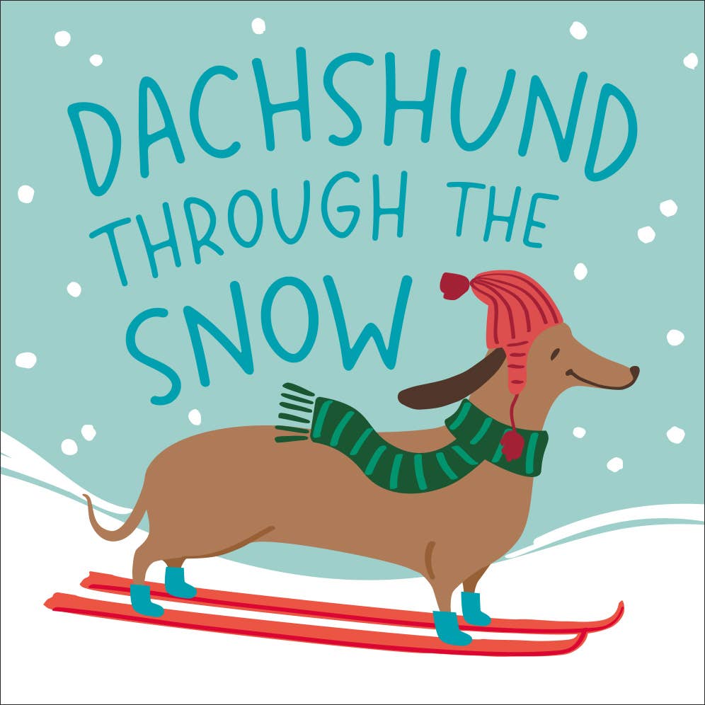 Daschund Through the Snow Funny Christmas Cocktail Napkins Festive Themed Beverage/Appetizer/Cocktail Napkins/Disposable Napkins for Holiday Parties and Entertainment 20ct Dimensions: 3 ply 5" x 5"