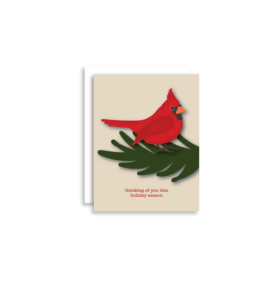 Thinking of You This Holiday Season Cardinal Red Bird Christmas Greeting Card