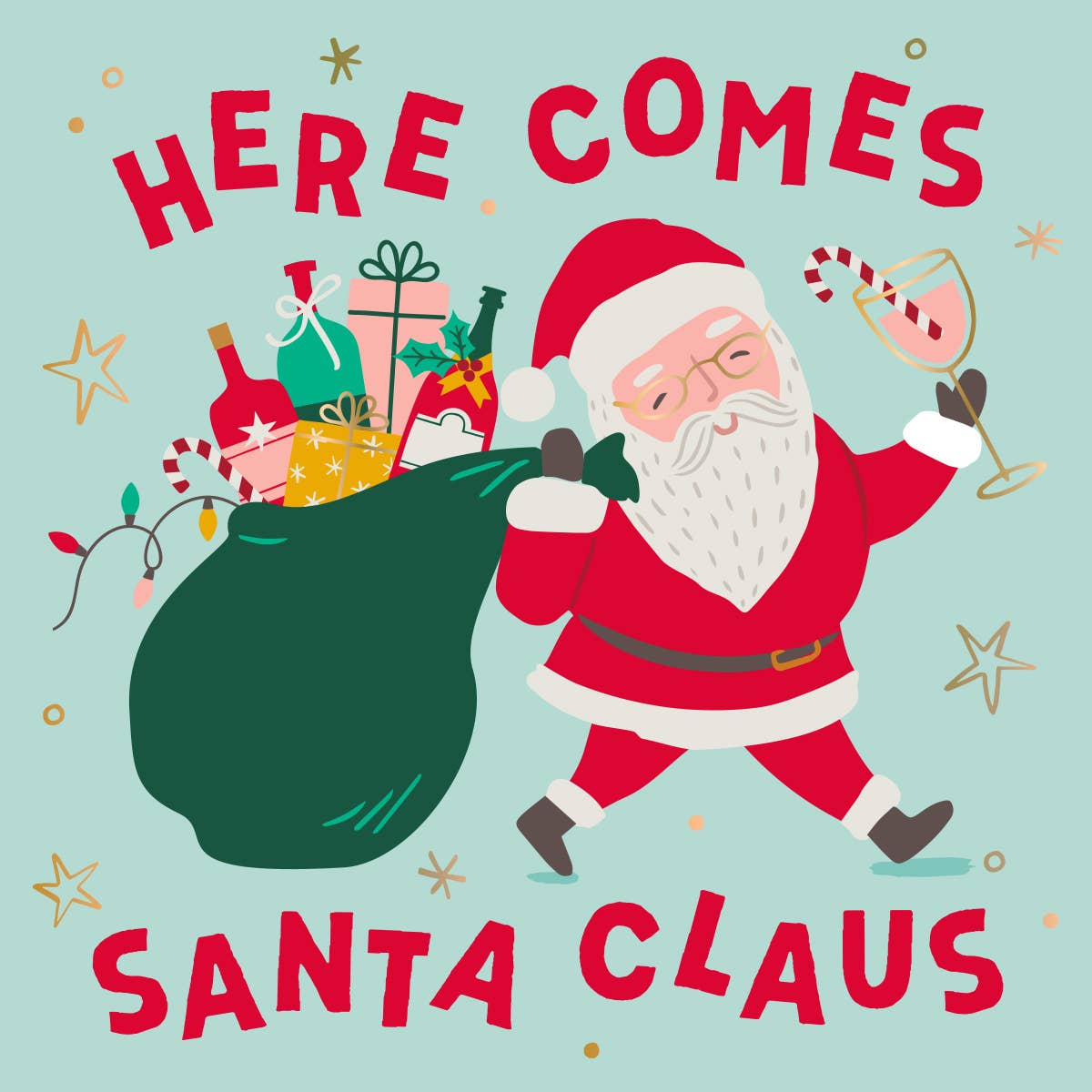 Get ready to spread some holiday cheer with Here Comes Santa Cocktail Napkins! These festive 3ply napkins feature a quirky Santa with a bag full of wine and spirits, perfect for any Christmas gathering. Each pack contains 20 napkins, measuring 5"x5", giving you plenty of napkins for all your holiday drinks. (Jolly good time guaranteed!)&nbsp;Festive Themed Beverage/Appetizer/Cocktail Napkins/Disposable Napkins for Holiday Parties and Entertainment 20ct Dimensions: 3 ply 5" x 5"