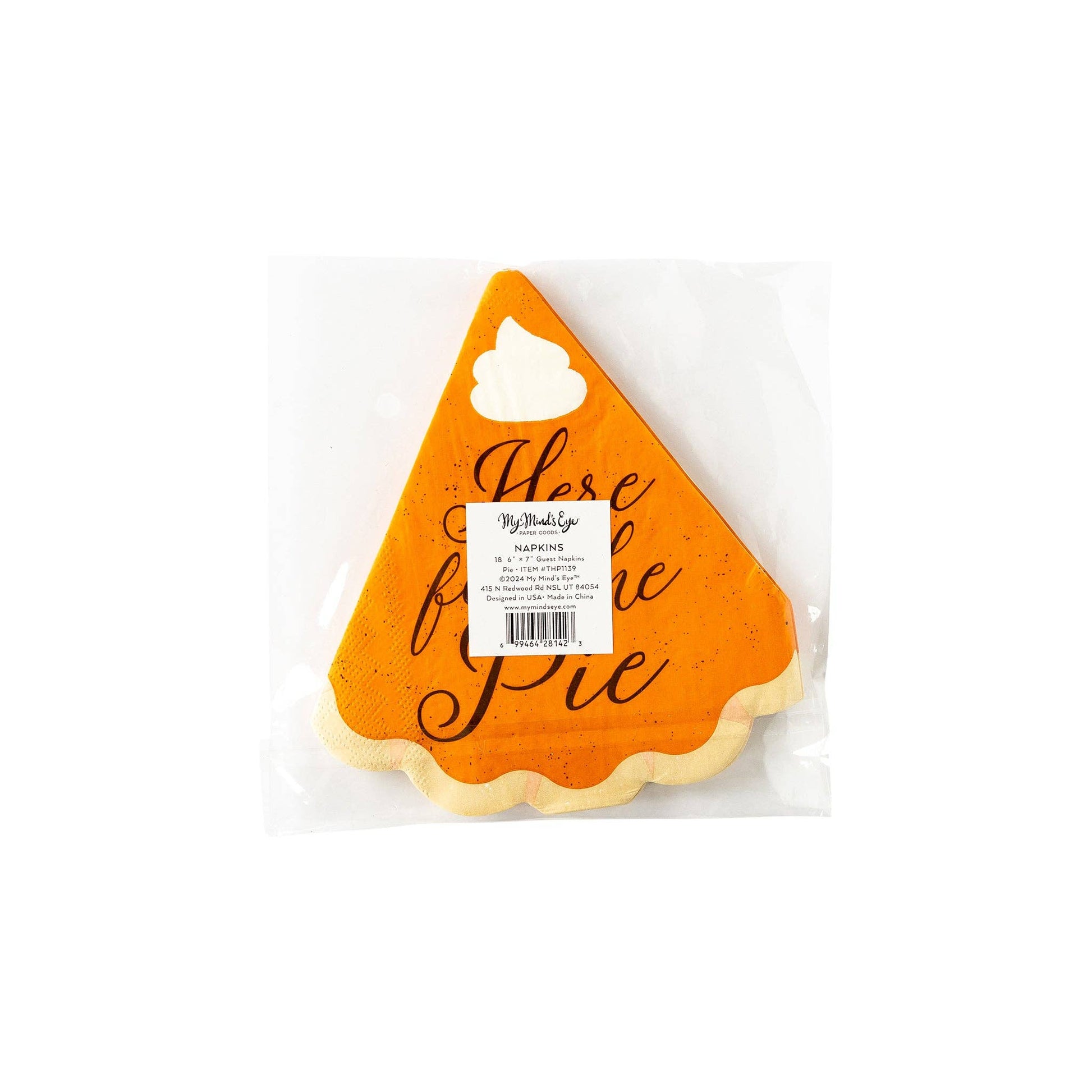 Spice up your dessert display with our "Here for the Pie" Pumpkin Pie Shaped Napkin. These funny Thanksgiving cocktail or dessert napkins are here for the pie (and also for the spills and crumbs). Keep it clean with a playful touch and let your guests indulge in their sweet treats without worry.&nbsp;