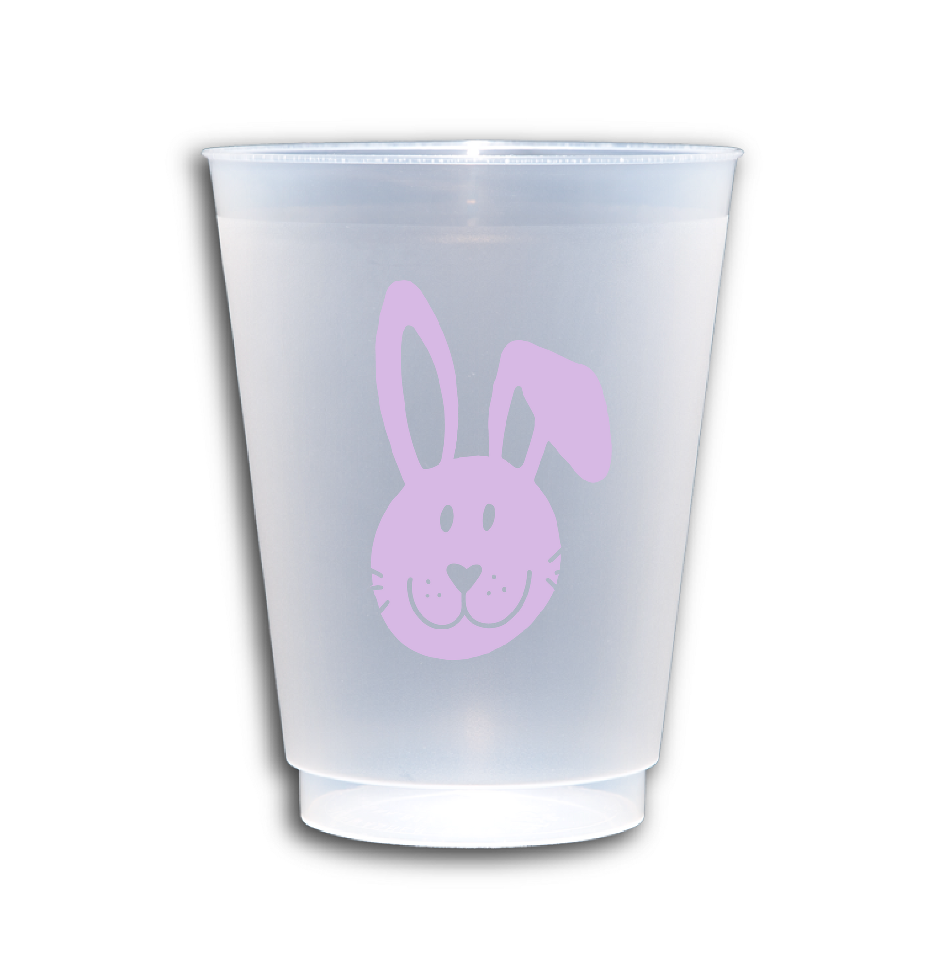 Make your Easter celebrations extra special with our charming "Hoppy Easter" Party Cups! These frosted shatterproof cups feature a delightful "Hoppy Easter" design on one side and an adorable floppy-eared bunny on the other, both printed in a soft lilac purple ink. Perfect for Easter egg hunts, brunches, or springtime gatherings, these cups add a festive and cheerful touch to any occasion.