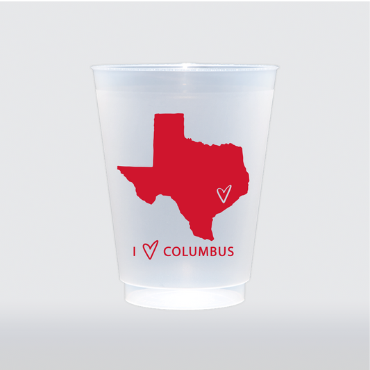Celebrate your hometown pride with our "I Heart Columbus" Party Cups! Cups come in a cellophane sleeve with a black and white striped ribbon tied in a bow at the top. 