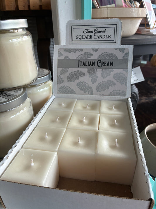 Italian Creme Texas General Square Candle | Coconut, Butter & Cream Scent
