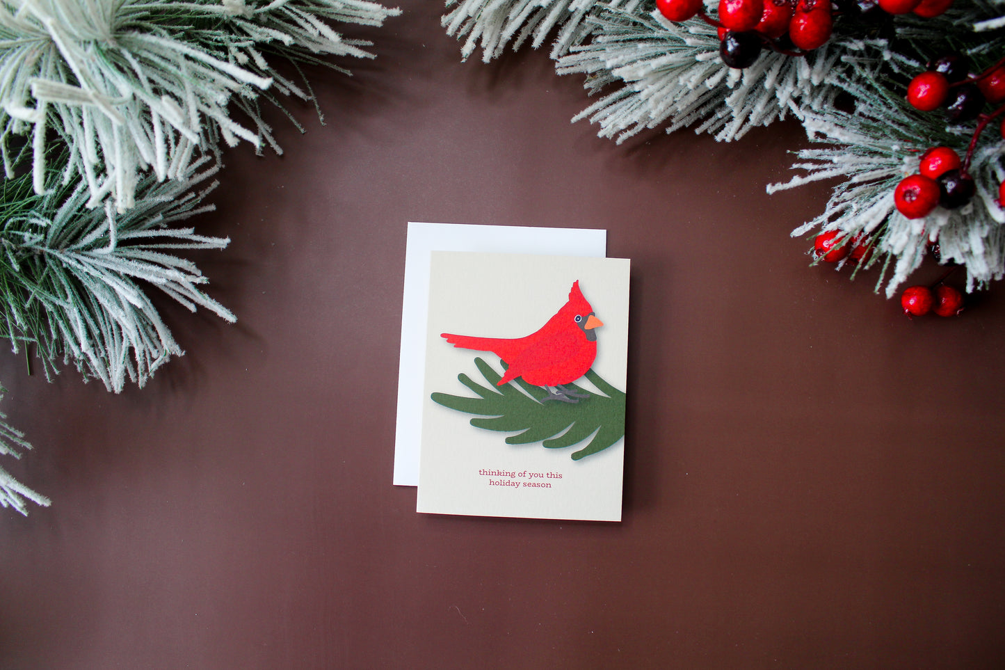 Thinking of You This Holiday Season Cardinal Red Bird Christmas Greeting Card