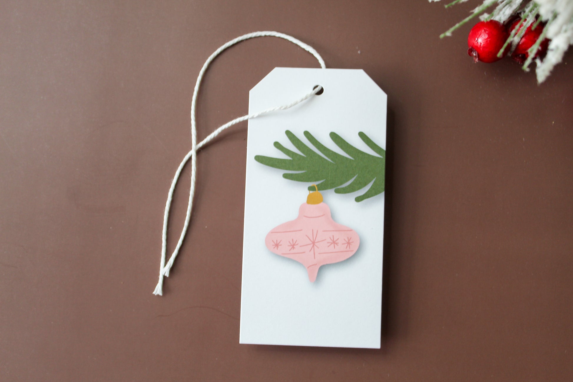 Pink Vintage Christmas Ornament gift tags
