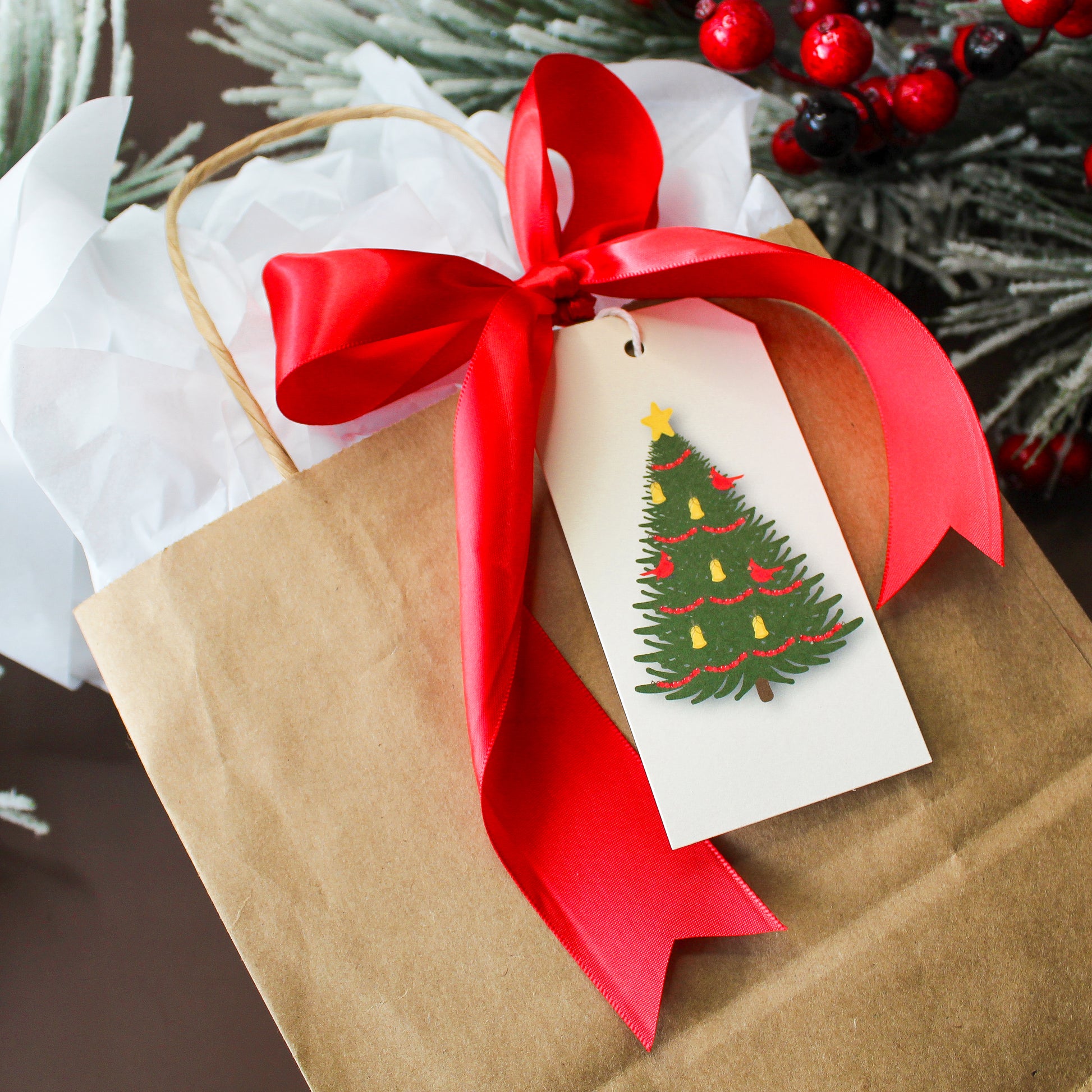 Our Cardinal Red Bird Christmas Tree gift tags add a festive touch to your holiday presents. These cute tags come in sets of eight and include pre-cut string. 