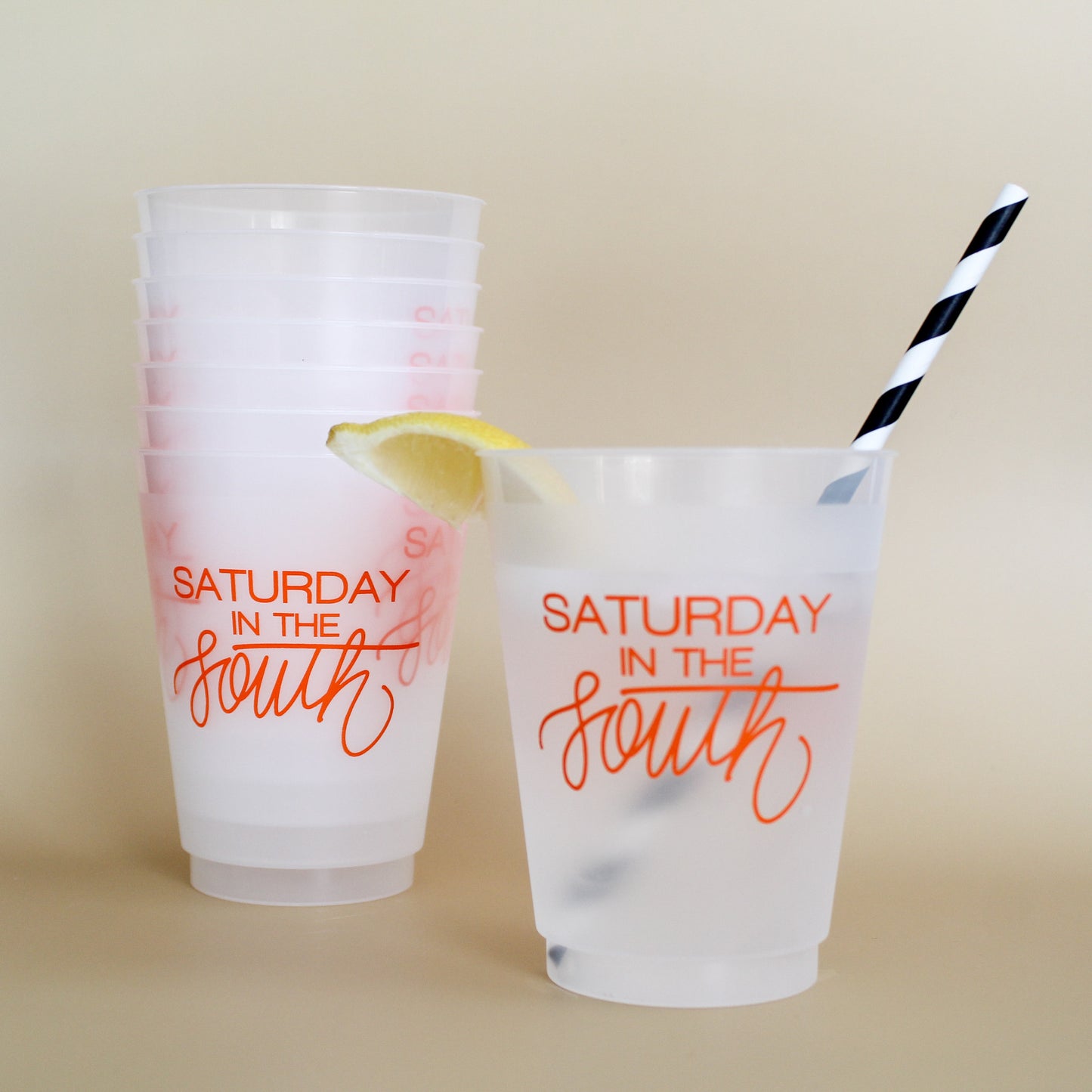 orange 'Saturday In The South' cup, Tailgate party Cup, Football party cup