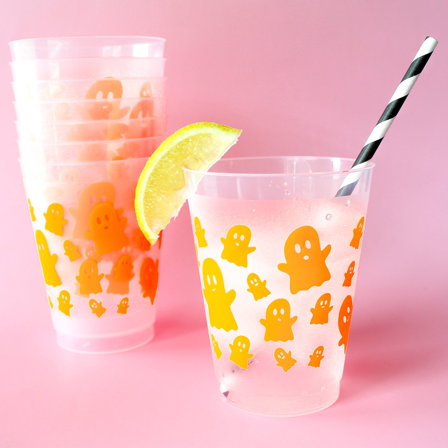 Neon Orange Ghosts Party Cups