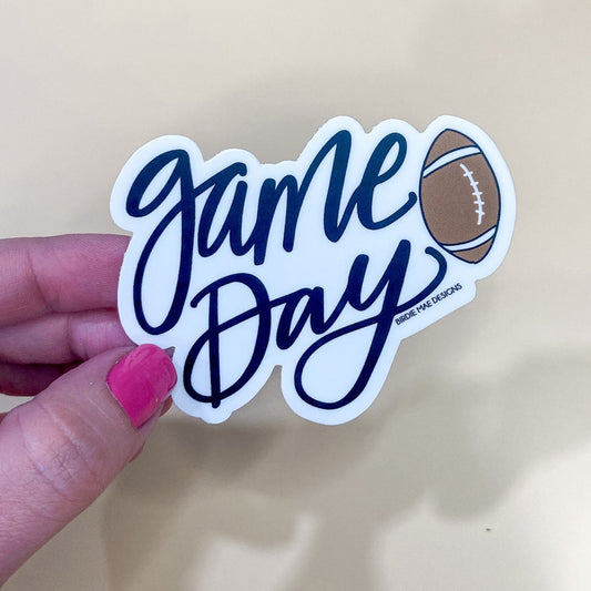 Game Day Football Sticker. Crafted from durable vinyl and dishwasher safe, it's the ideal addition to your tumbler