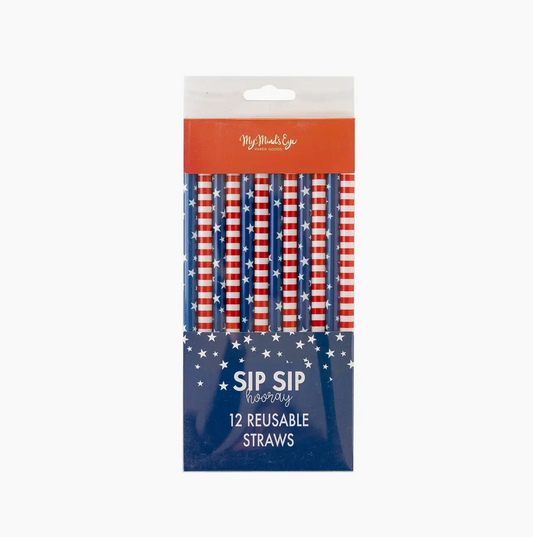 Let Freedom Ring Party Cup Reusable Cocktail Cup Dishwasher Safe, Fourth of July Party Supplies, Memorial Day Party Supplies, Red White and Blue Straws