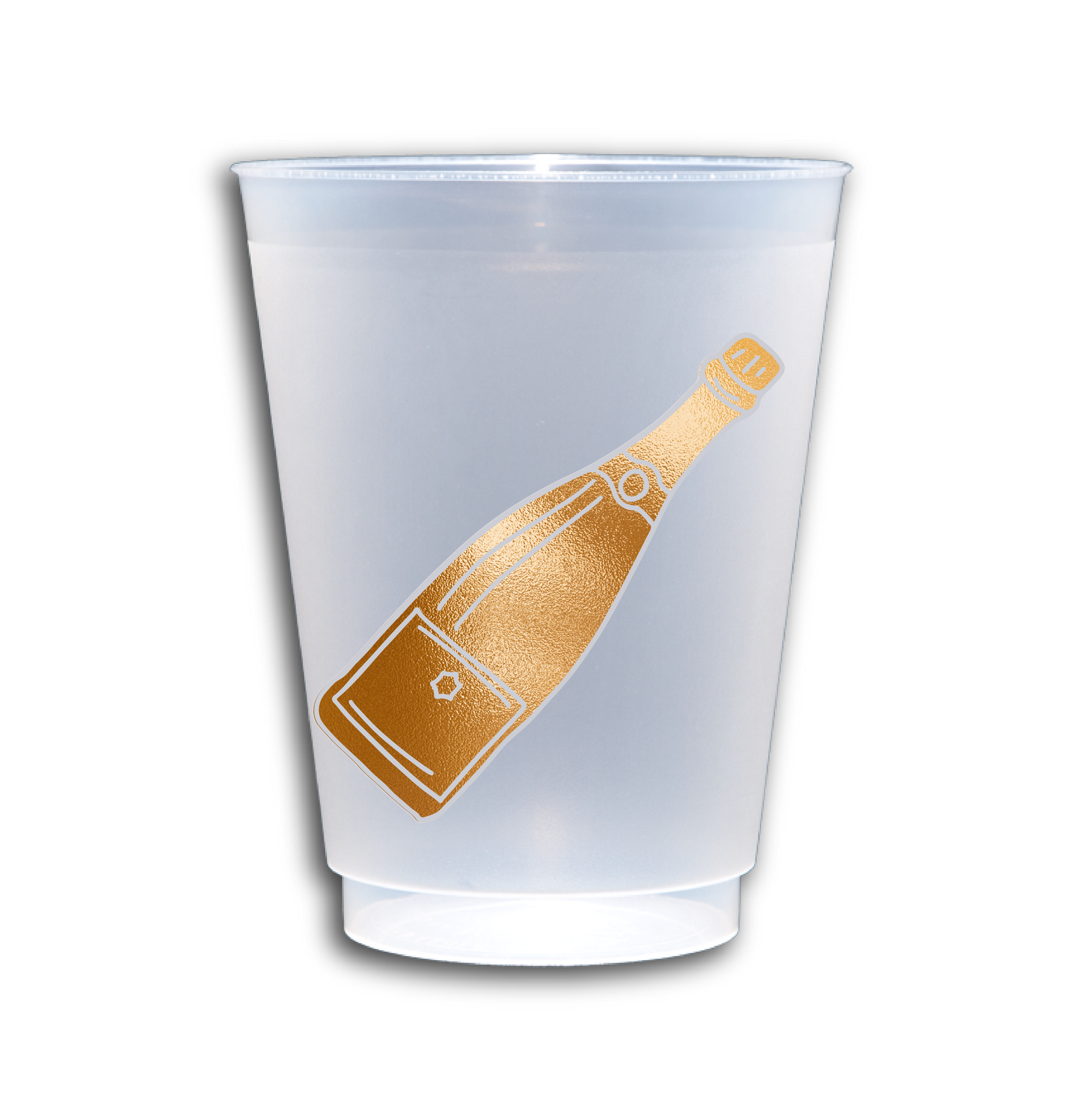 Celebrate life’s sparkling moments with our Pop the Bubbly Party Cups! Featuring a chic metallic gold champagne bottle design, these frosted shatterproof cups are the ultimate accessory for toasting in style. Perfect for weddings, engagement parties, New Year’s celebrations, bridal showers, or any event where champagne (or bubbly vibes) is a must.