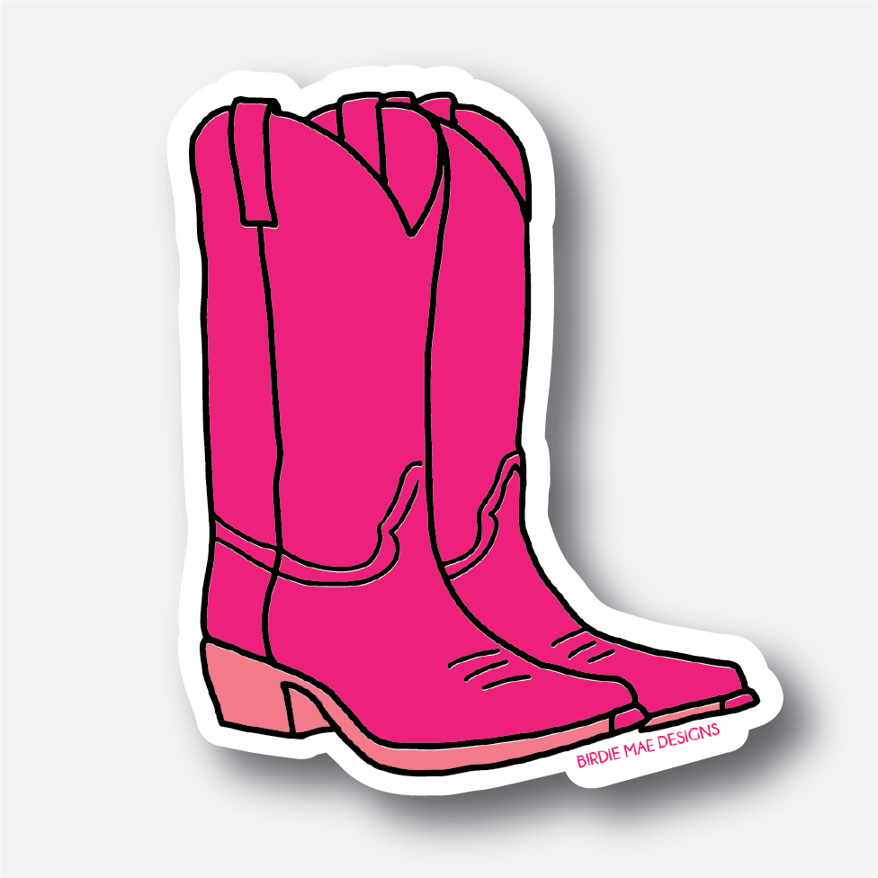 Pink Cowboy Boots Sticker
