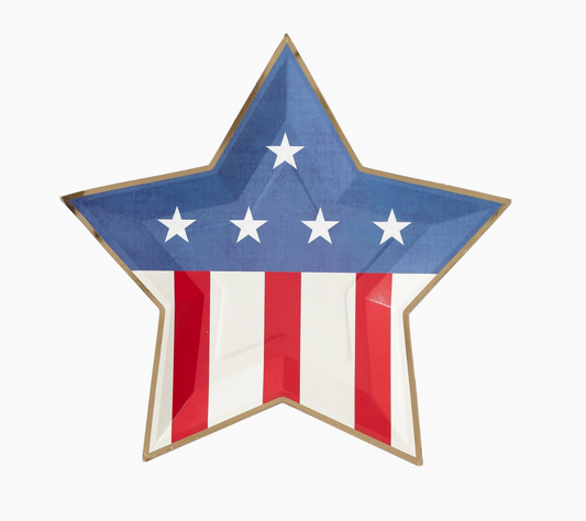 Star Shaped Paper Plate, July 4 Party Plate, Patriotic Plates, Patriotic Party Supplies, Fourth of July Party Supplies, Memorial Day Party Supplies, Red White and Blue Straws