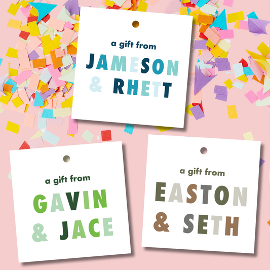 custom gift tags, rainbow gift tags, custom gift tags for boys, custom blue gift tags for boys, custom bright colorful gift tags, custom birthday gift tags, custom groomsmen gift tags, custom bridal party gift tags, custom wedding favor gift tags, custom hostess gift tags, rainbow kids custom gift tags, custom camo gift tags, custom camouflage gift tags, custom blue gift tags, custom green gift tags