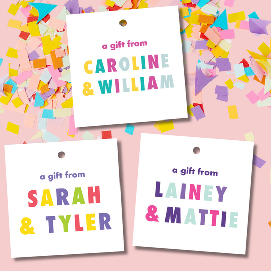custom gift tags, rainbow gift tags, custom gift tags for boys, custom blue gift tags for boys, custom bright colorful gift tags, custom birthday gift tags, custom groomsmen gift tags, custom bridal party gift tags, custom wedding favor gift tags, custom hostess gift tags, rainbow kids custom gift tags, custom camo gift tags, custom camouflage gift tags, custom blue gift tags, custom green gift tags