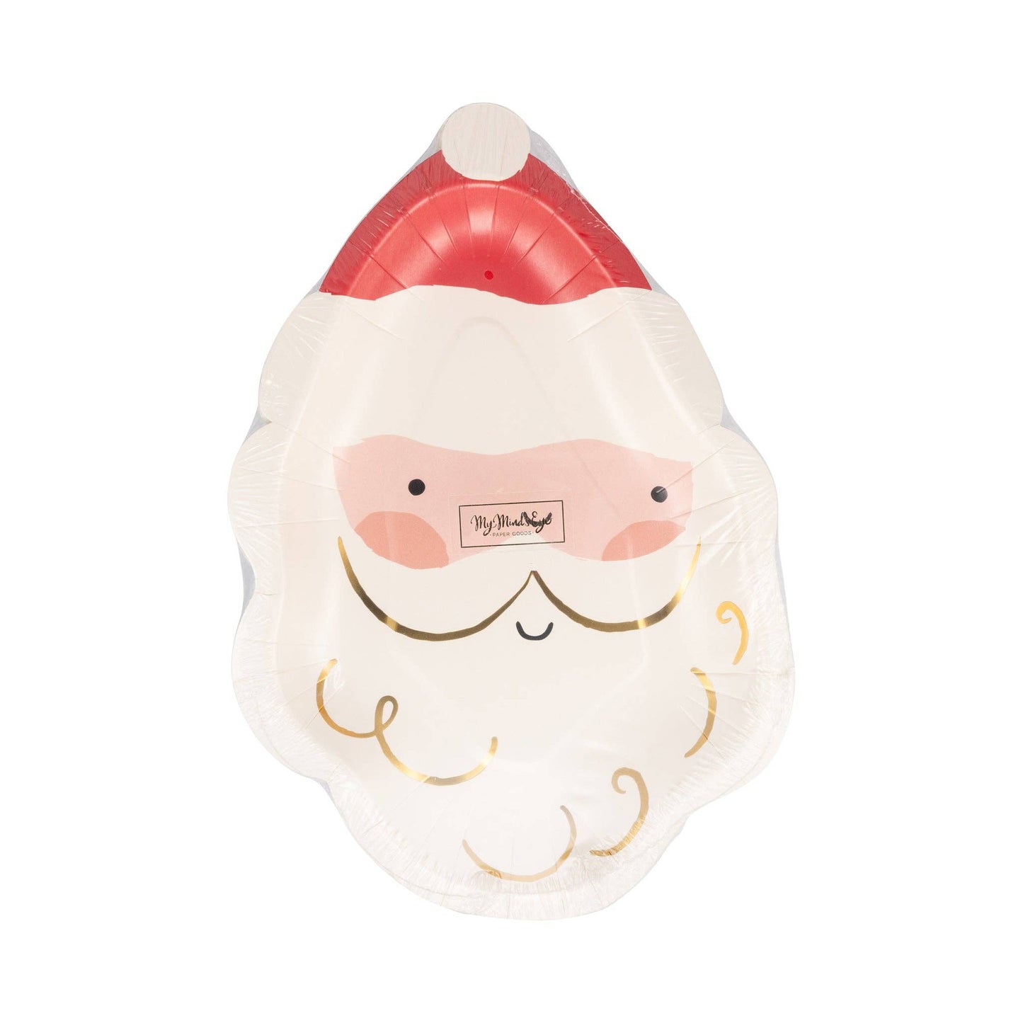 paper plate shaped like a Santa Claus face on a white background