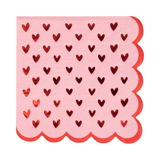Add a touch of playful elegance to your Valentine’s celebrations with these charming Scalloped Hearts Cocktail Napkins. Featuring delicate pink scalloped edges and vibrant metallic red heart designs, these napkins are the perfect accessory for any romantic gathering, Galentine’s Day soiree, or festive celebration of love.