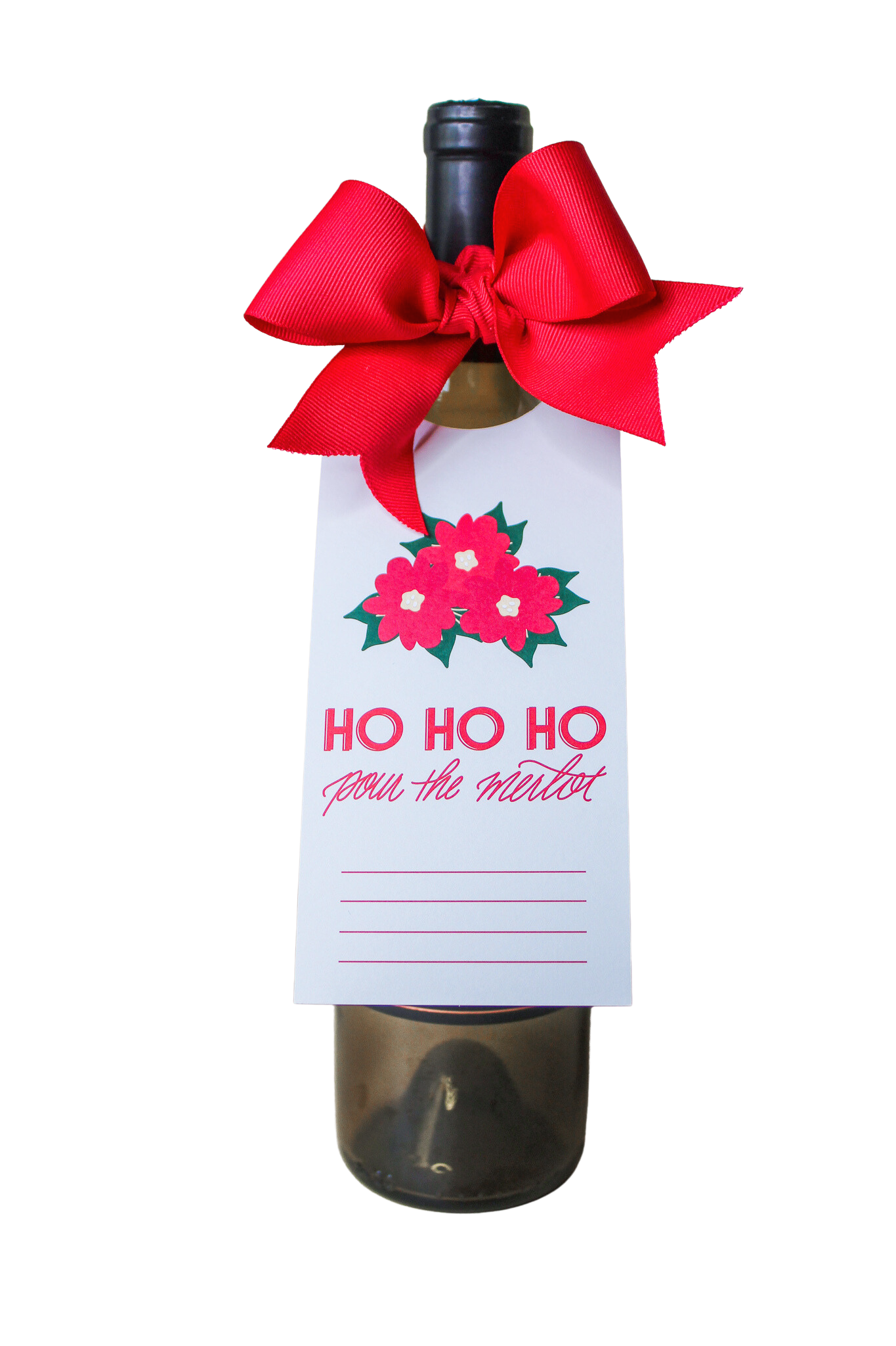 Ho Ho Ho Pour the Merlot Bottle Neck Gift Tags