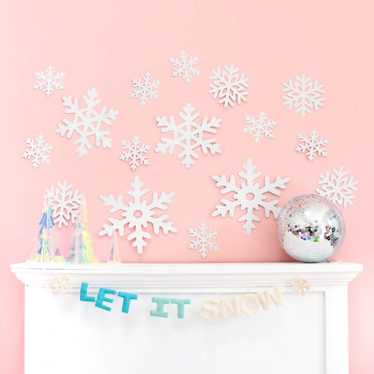 White Glitter Snowflake Decorations