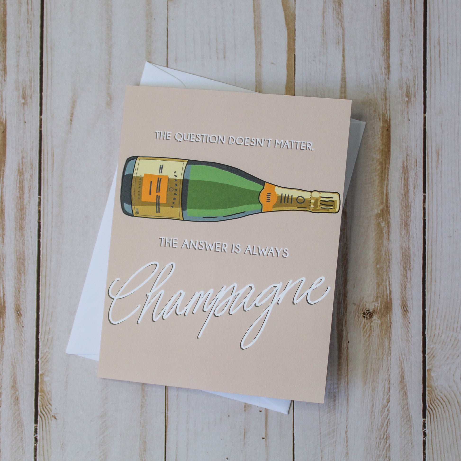 The question doesn't matter, Champagne is Always the Answer!', generic funny greeting card