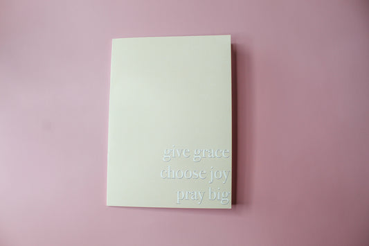  Give Grace, Choose Joy, Pray Big  journal is great for the office, to stick in your purse or to use as a prayer journal. 