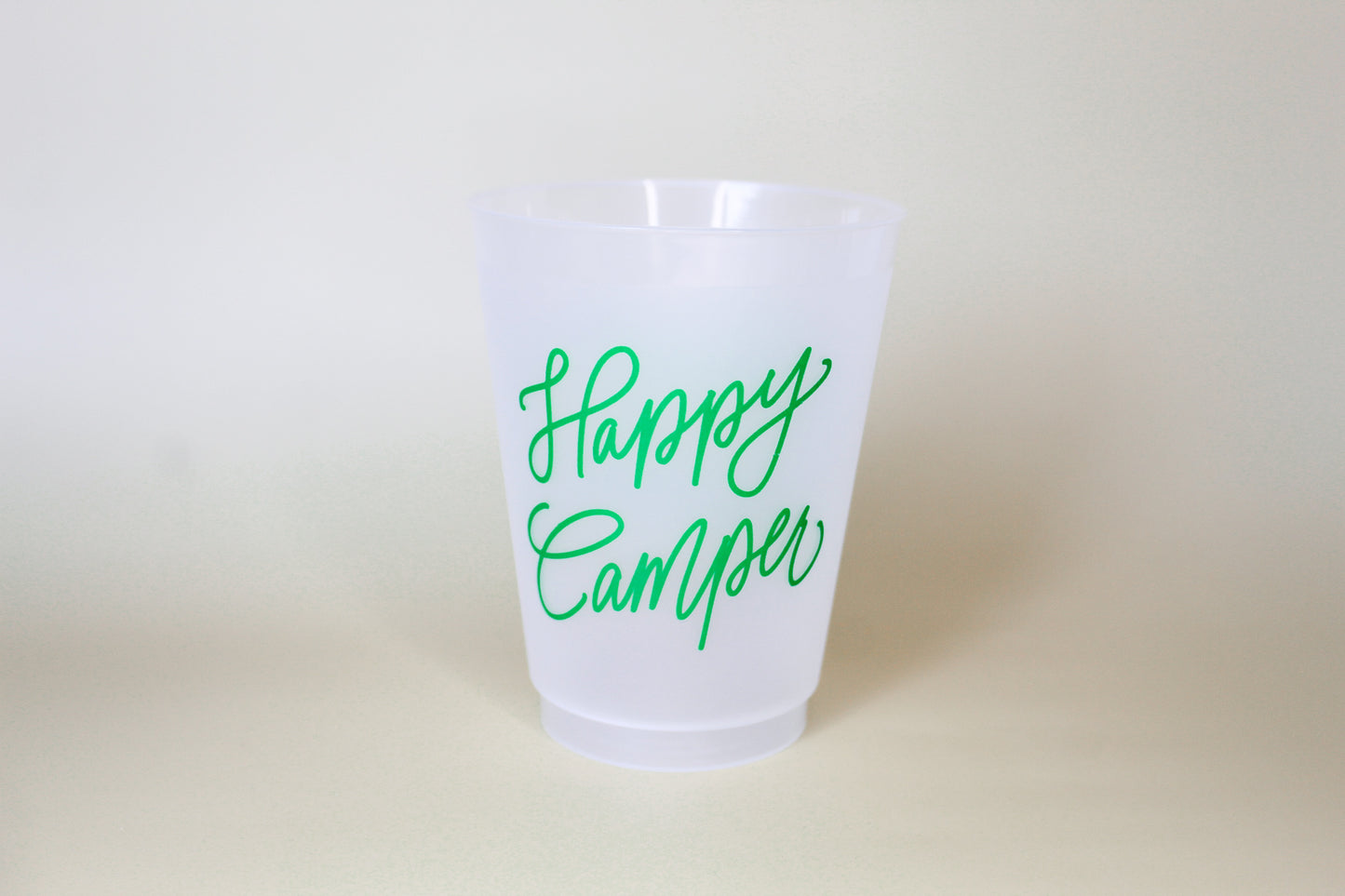 These Happy Camper cups are perfect for your next camping trip. Best of all, you can store these cups in your camper or travel trailer and use these time and time again - they're dishwasher safe!    These camping friendly cups come in a cellophane sleeve with a black and white striped ribbon tied in a bow at the top. 
