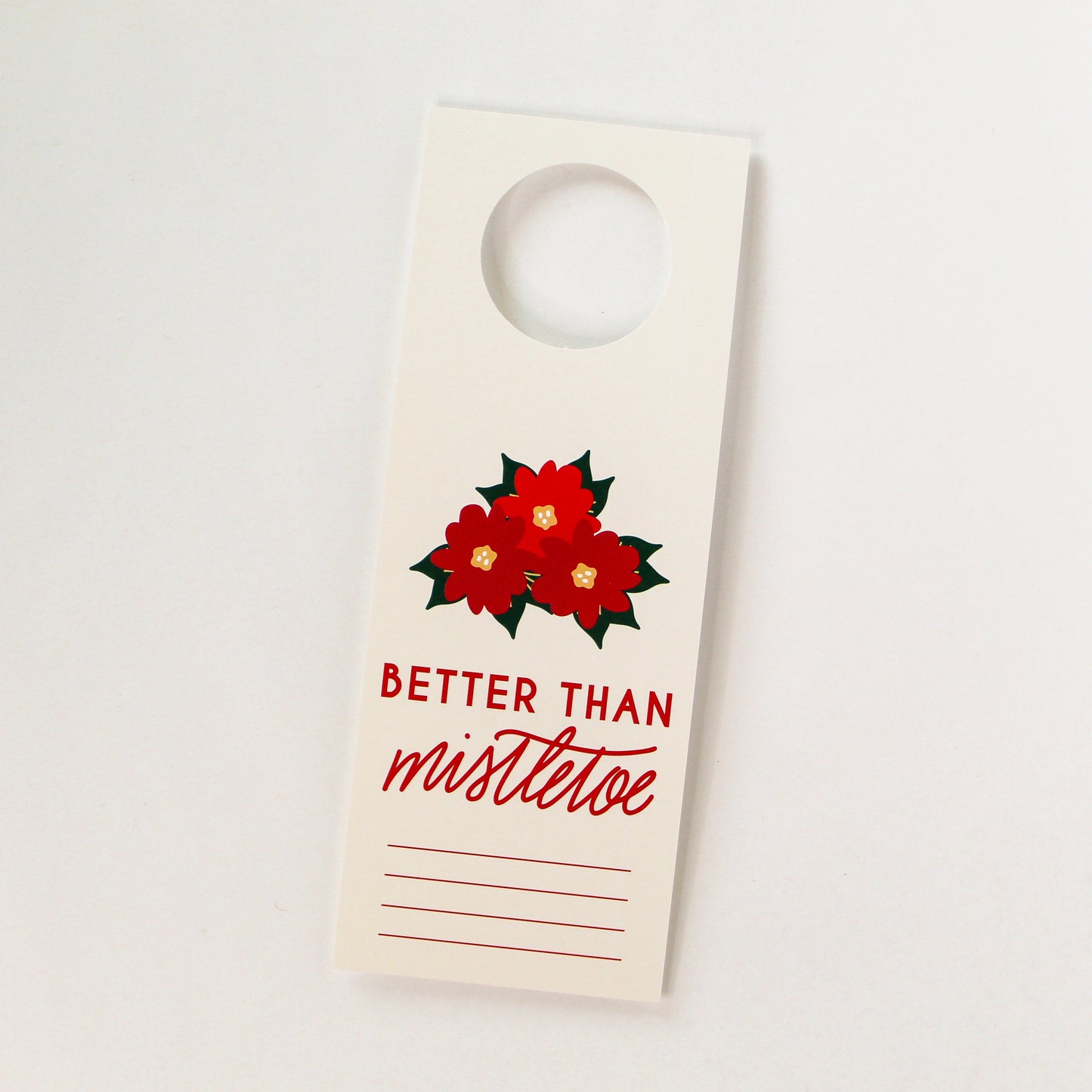 hostess gift, 'Better Than Mistletoe' Bottle Neck Gift Tags. Each tag comes with pre-cut ribbon for effortless presentation 