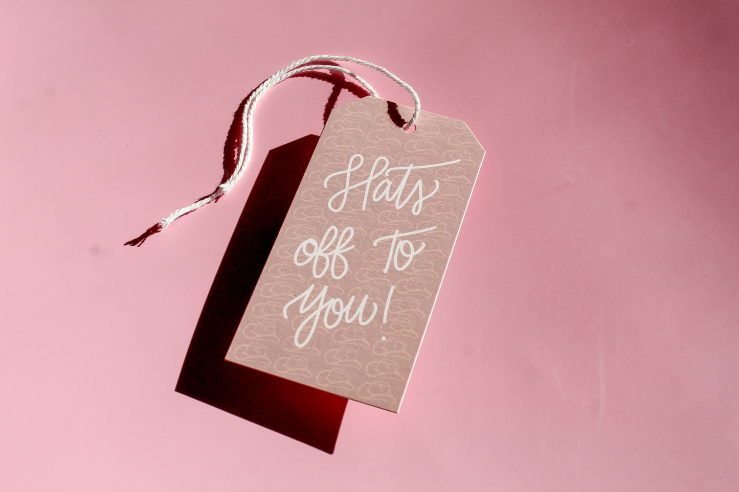 These "Hates Off To You" cute gift tags come in sets of eight and include white string. Be sure to grab the matching card, too! Perfect way to accent an gift to say congratulations or good luck!