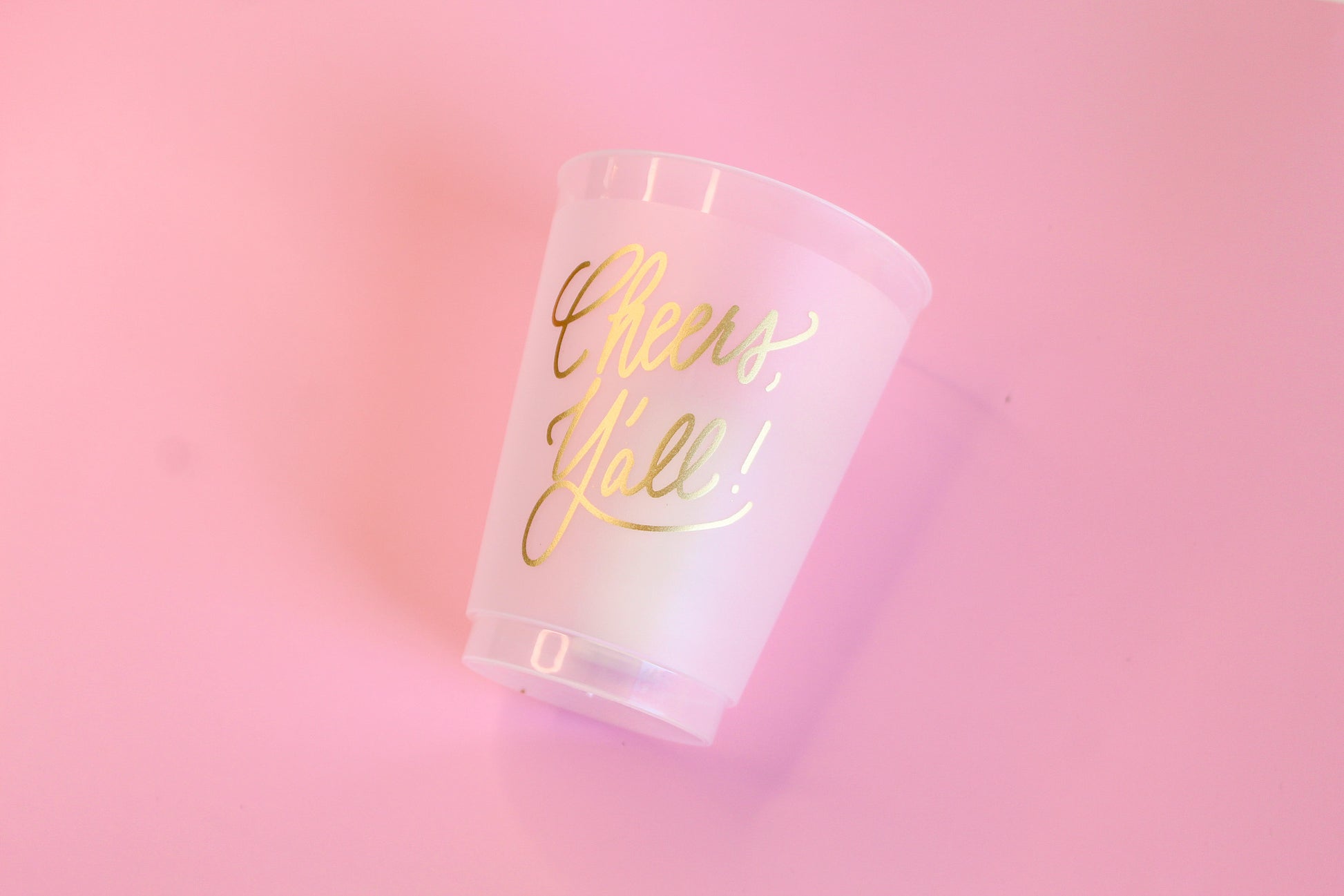 'Cheers Y'all' party cups