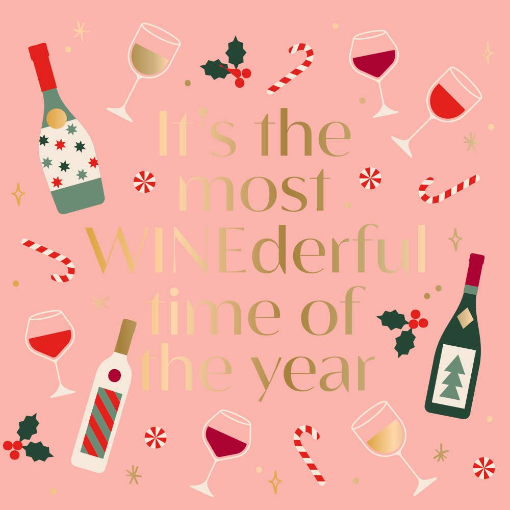 Get ready to deck the halls and pour the drinks because our new "It's the Most Winderful Time of the Year" napkins are here! Make your holiday gatherings extra festive with these funny Christmas cocktail napkins. Cheers to that! 🎄🍷 Beverage/Appetizer/Cocktail Napkins/Disposable Napkins for Holiday Parties and