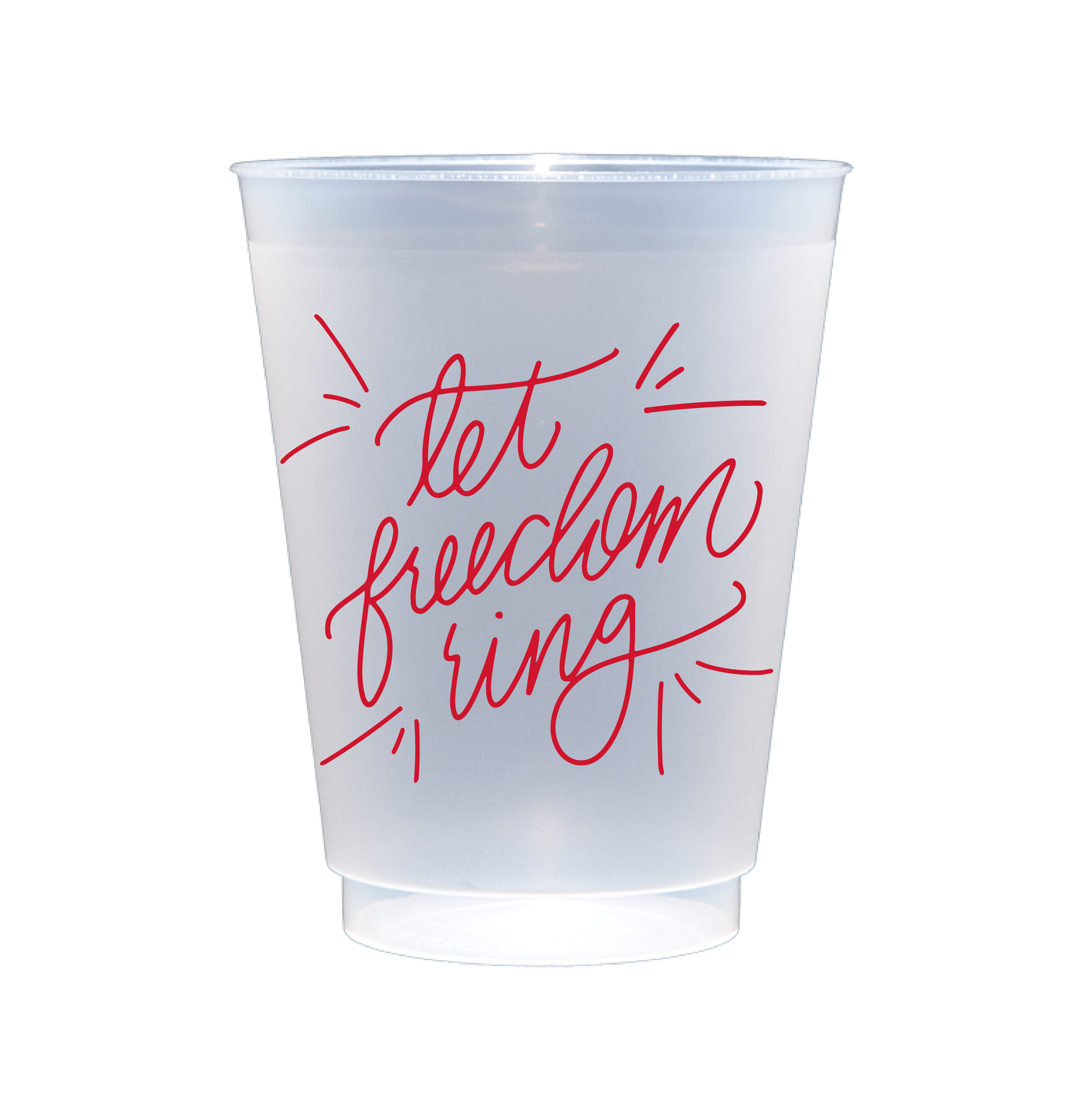 These cups are perfect for your Fourth of July or Memorial Day parties! Best of all, you can use these time and time again - they're dishwasher safe!  These patriotic cups come in a cellophane sleeve with a black and white striped ribbon tied in a bow at the top. 