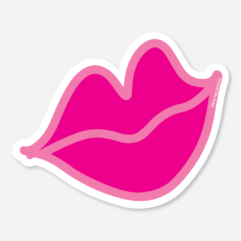 kissy lips sticker. durable vinyl and dishwasher-safe construction 